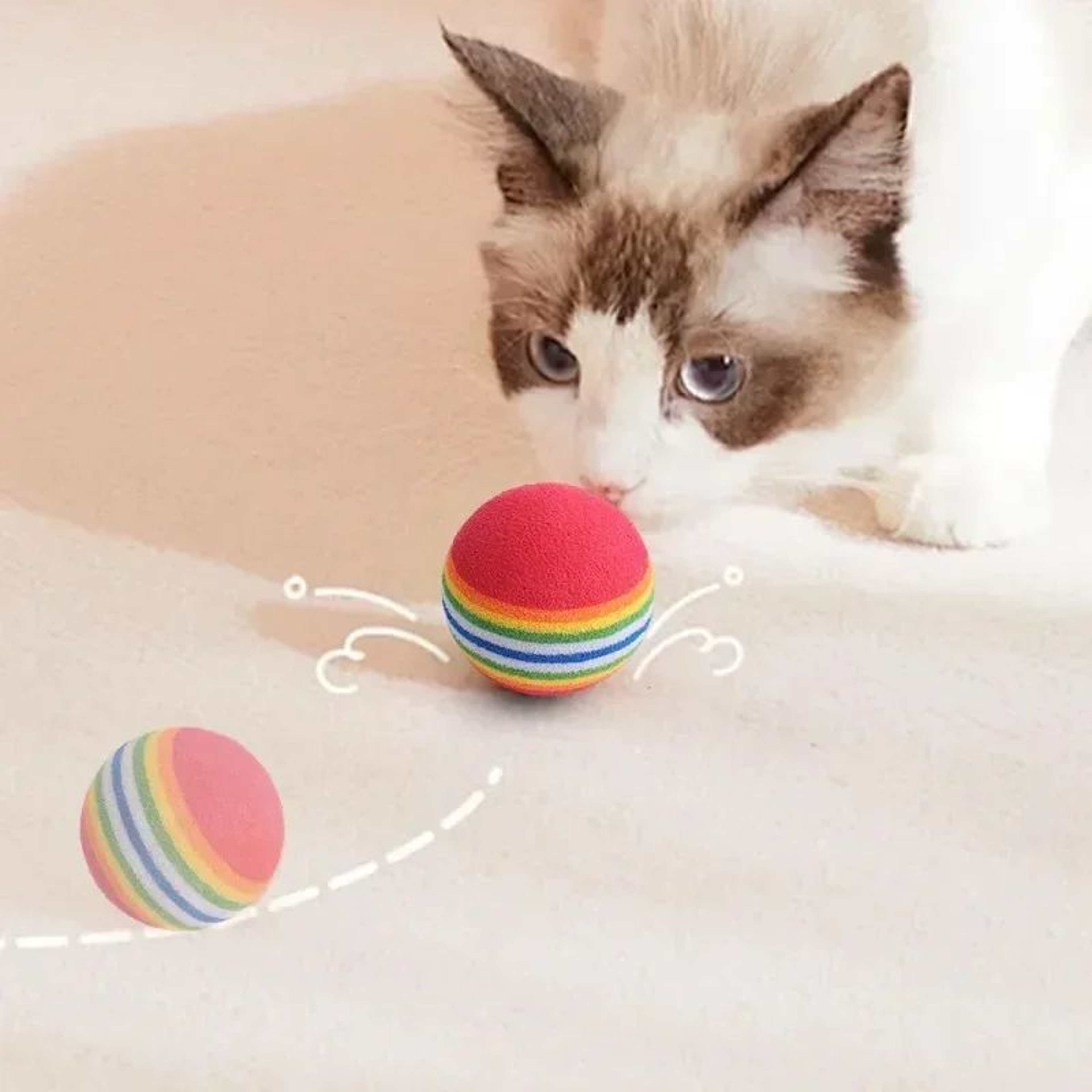 Rainbow Bounce Pet Toy Balls  Soft EVA Interactive Cat Toys  Dog Training Play Balls 5