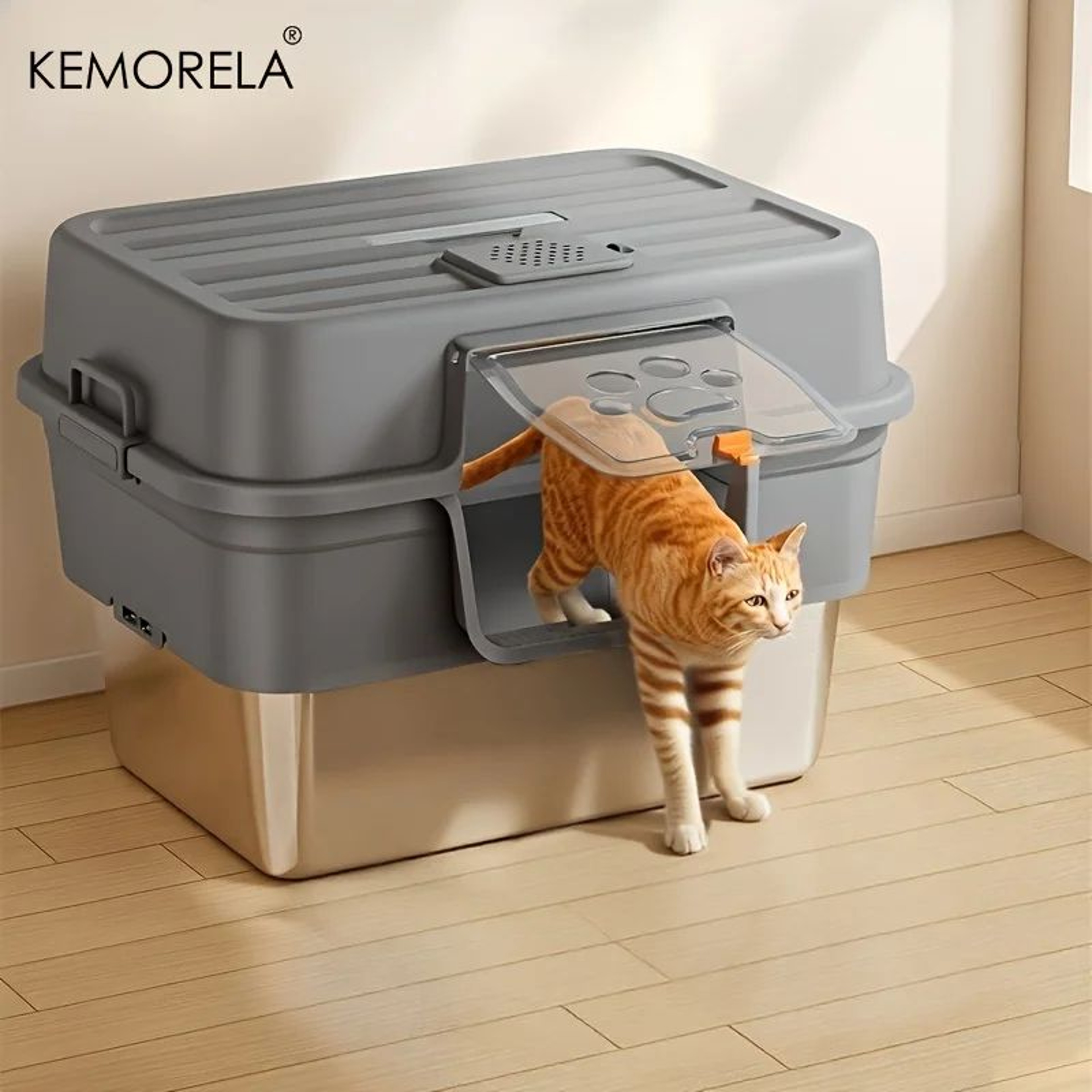XL Stainless Steel Cat Litter Box With Enclosed OdorControl Design For Large Cats  MultiCat Homes 0