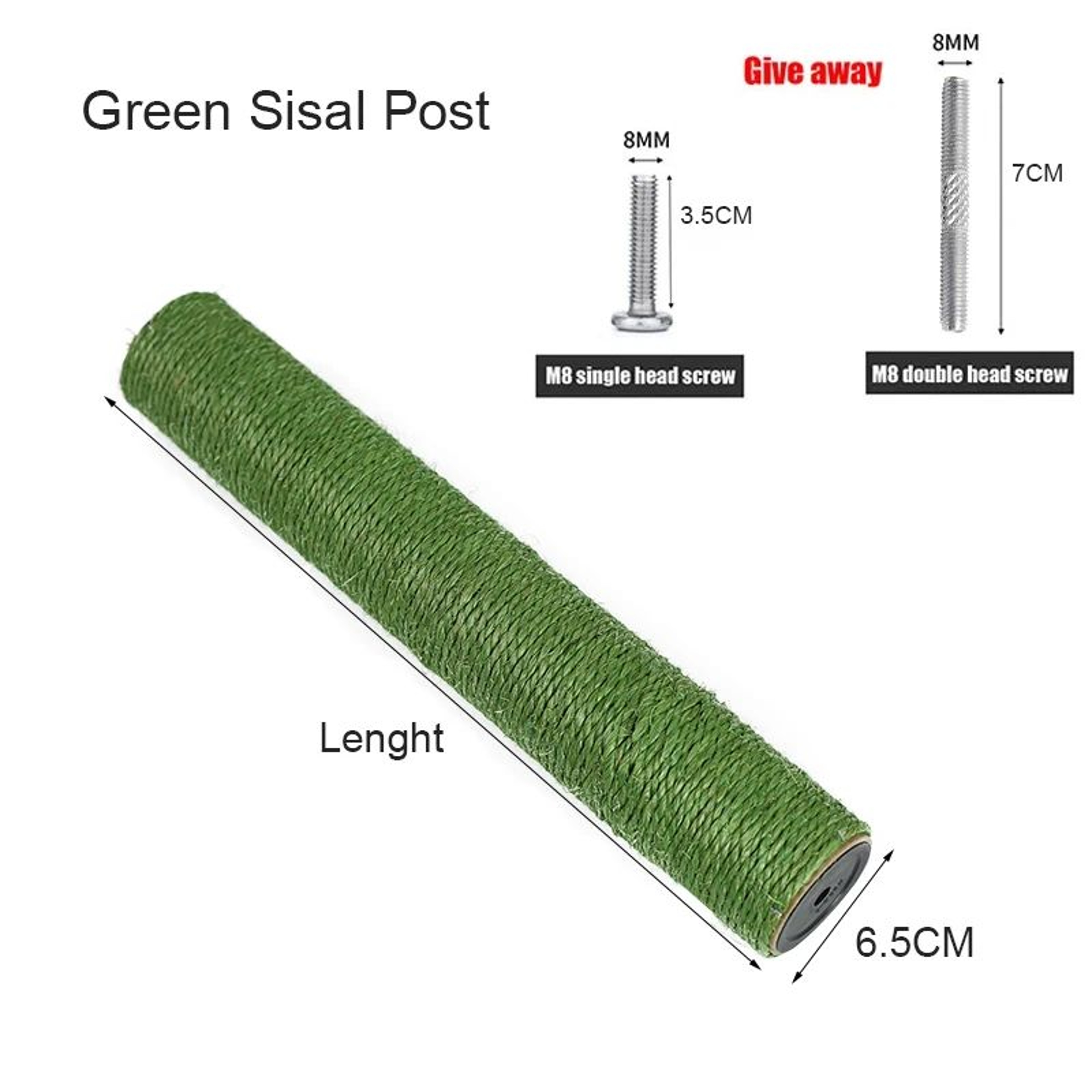 Cat Scratching Post Replacement With Natural Sisal And M8 Screw Fit 5