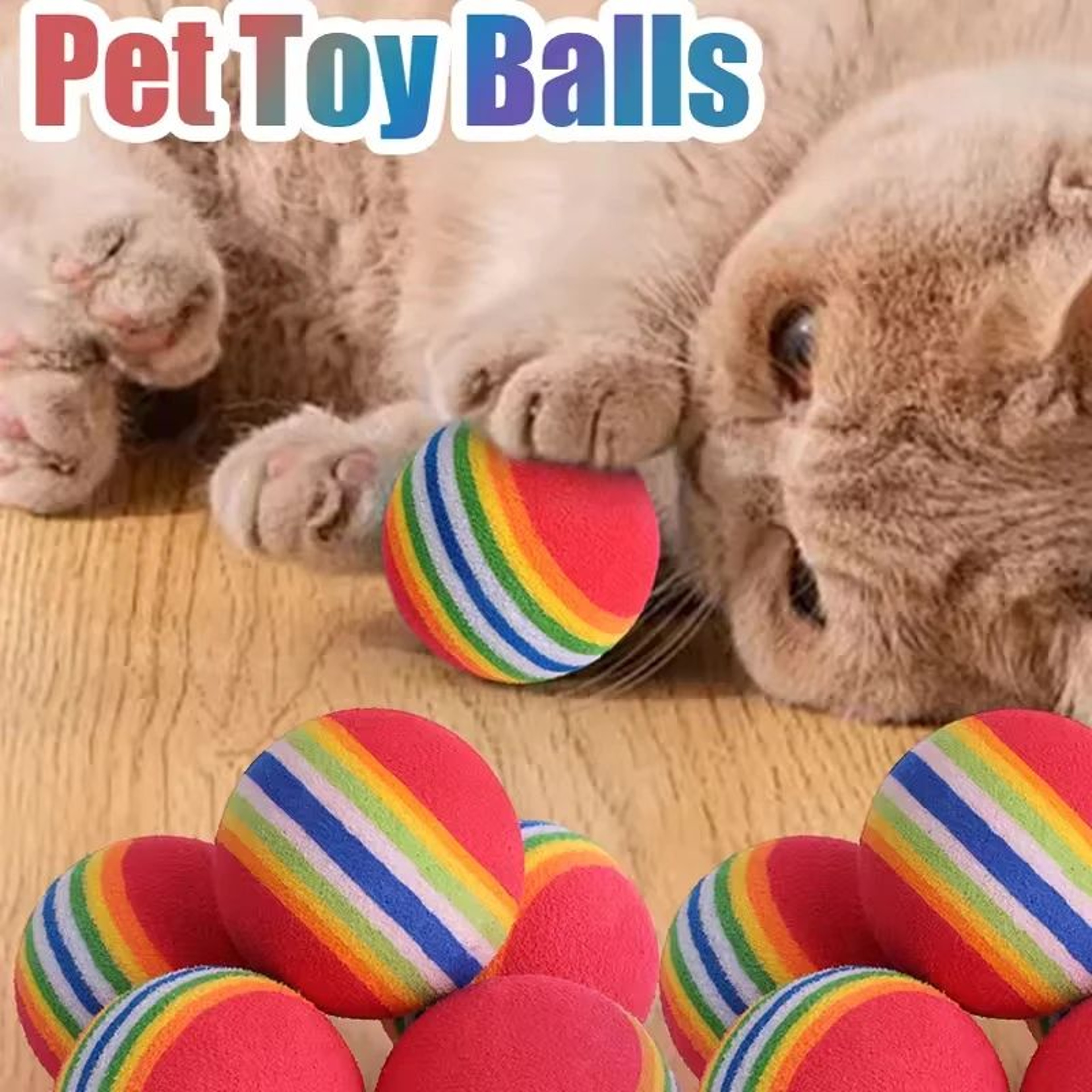 Rainbow EVA Cat Toy Balls For Indoor Cats  Interactive Cat Toy Balls For Chasing Bouncing  Healthy  1