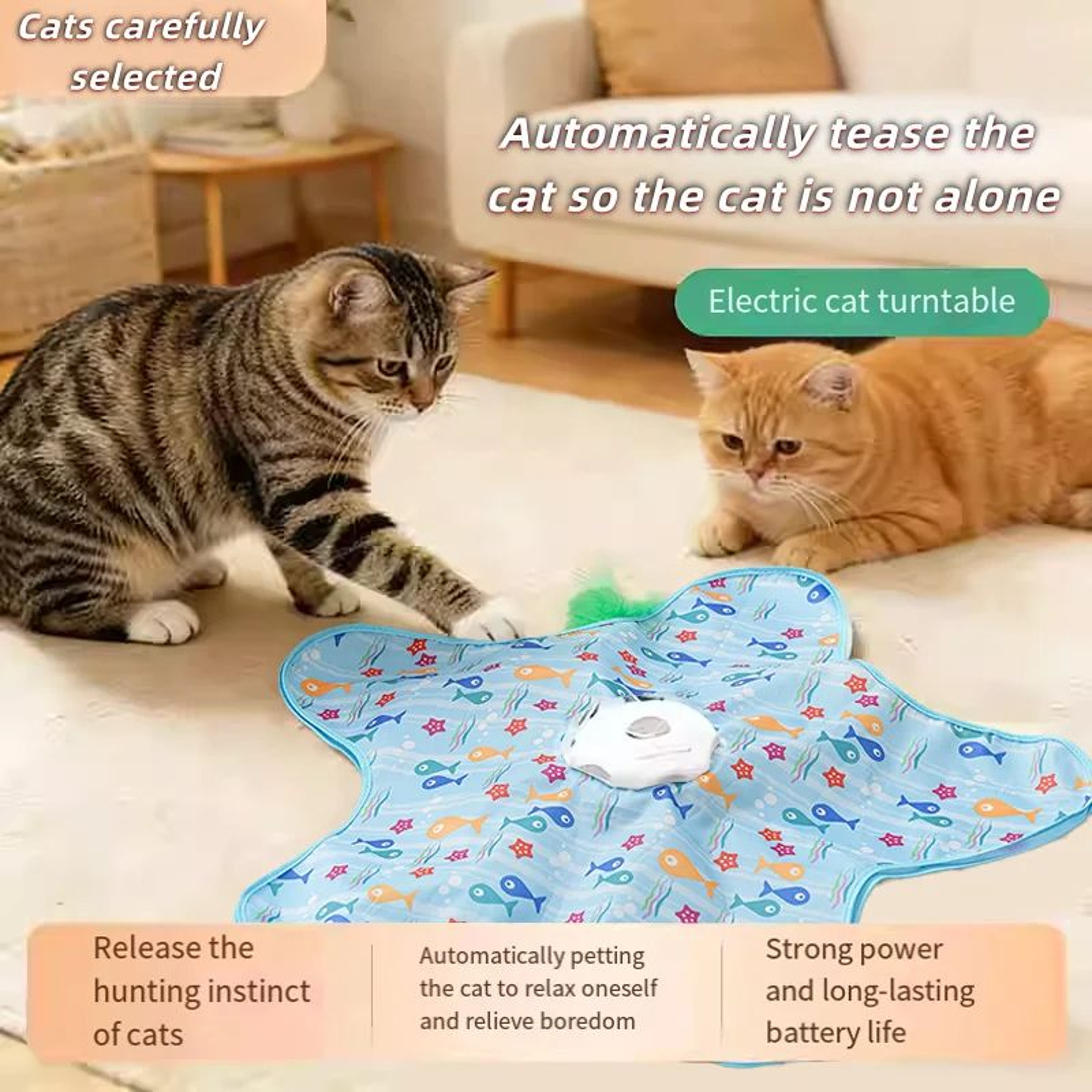 Automatic Cat Toy Hunting Blanket With Rotating Teaser Wand 0