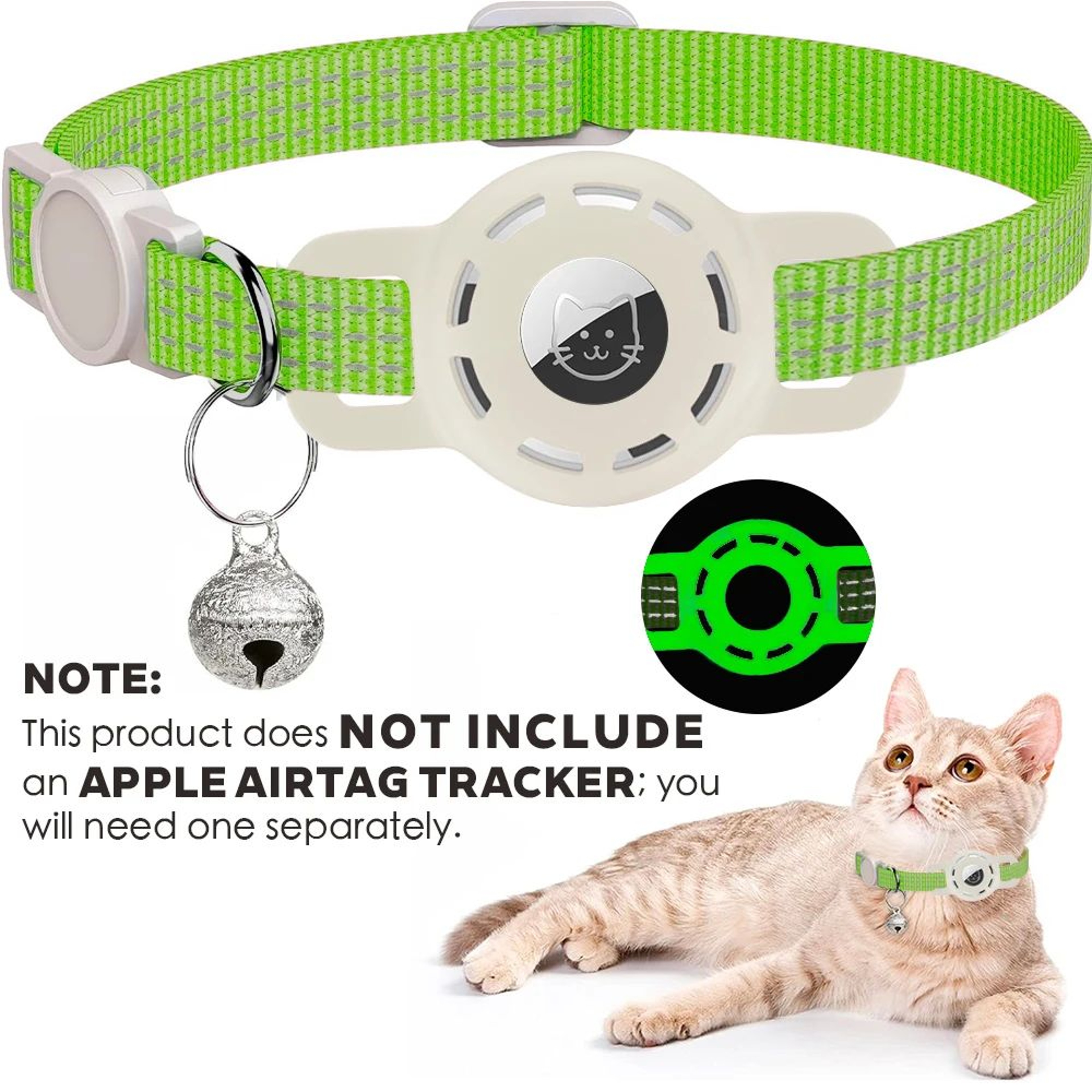 AirTag Cat Tracking Collar With Reflective Breakaway Safety Buckle  Bell 12