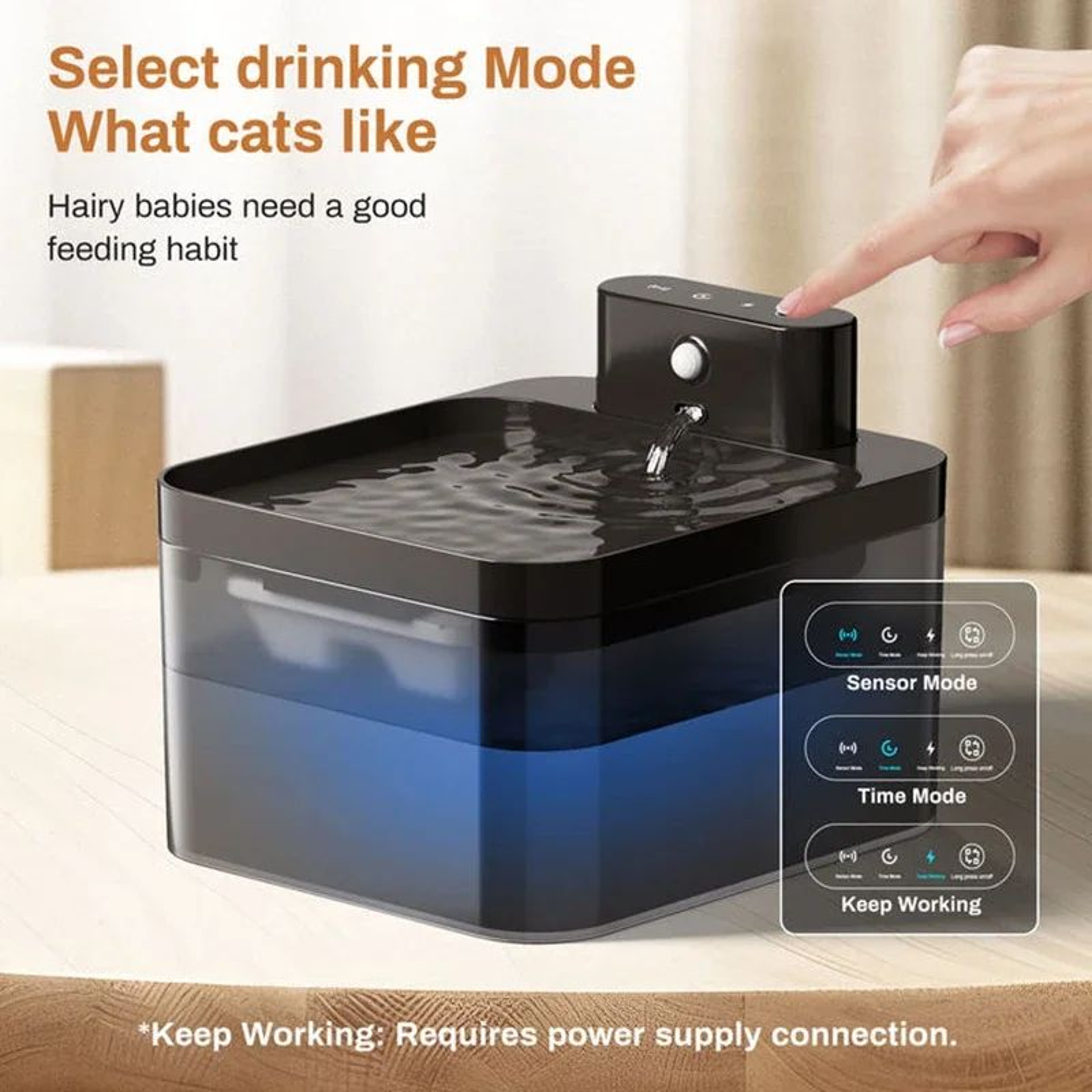 SmartFlow 22L Wireless Cat Water Fountain With Infrared Sensor  Rechargeable Battery 1