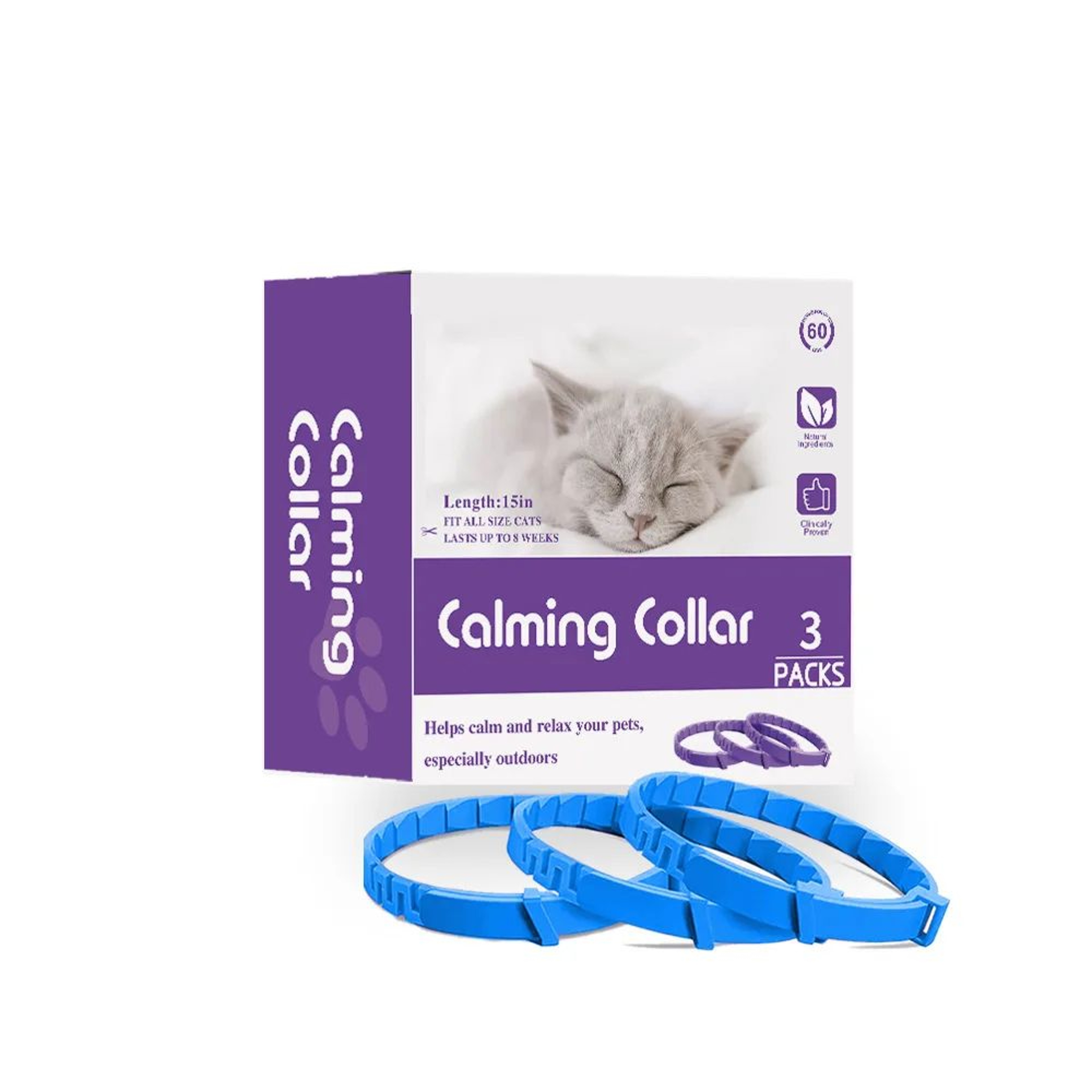 CalmPaws 3Pack Cat Calming Pheromone Collars  60Day Anxiety Relief For Cats 11