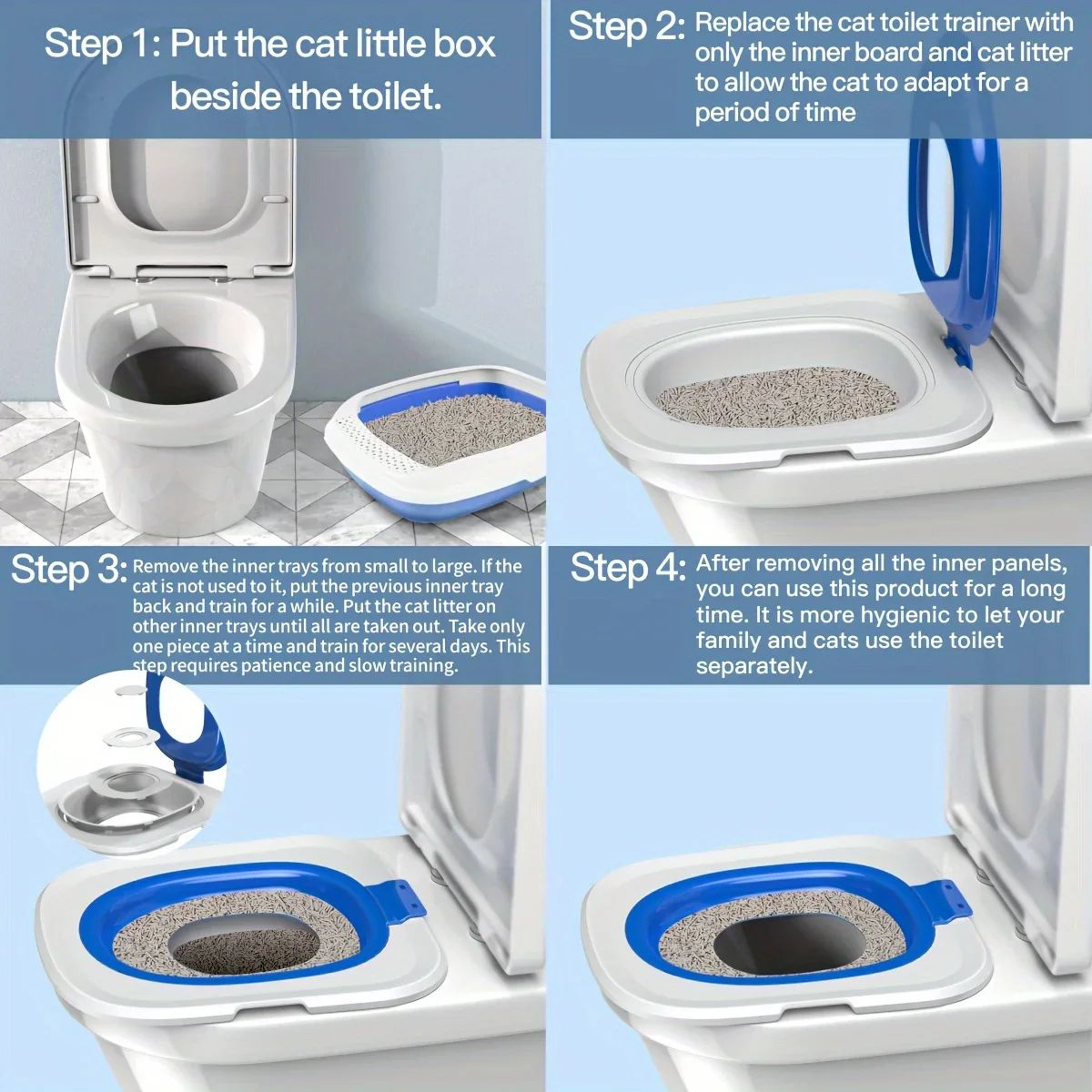 Reusable Cat Toilet Training Seat With Removable Sand Tray 2