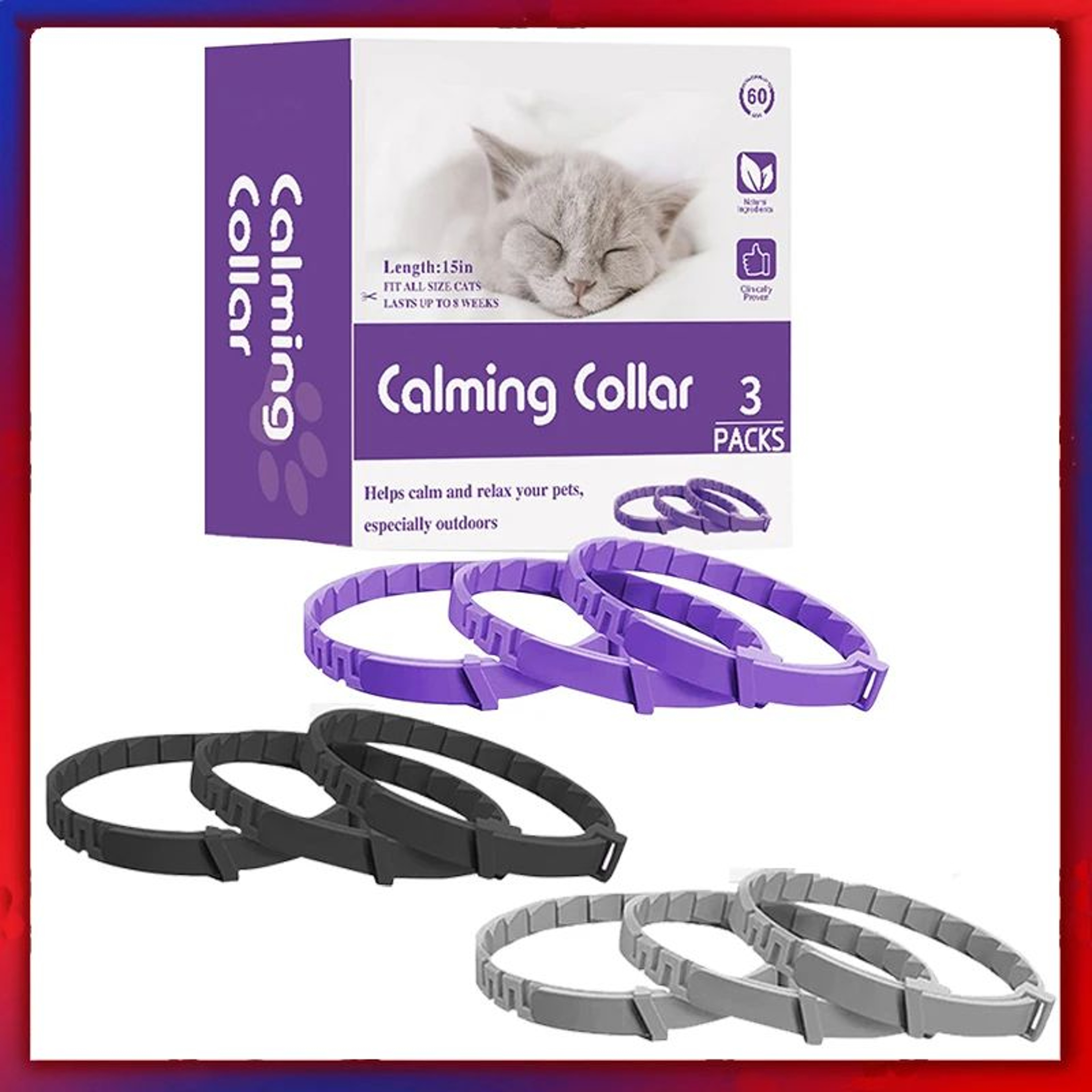 CalmEase Adjustable Cat Calming Collar For Anxiety Relief 0