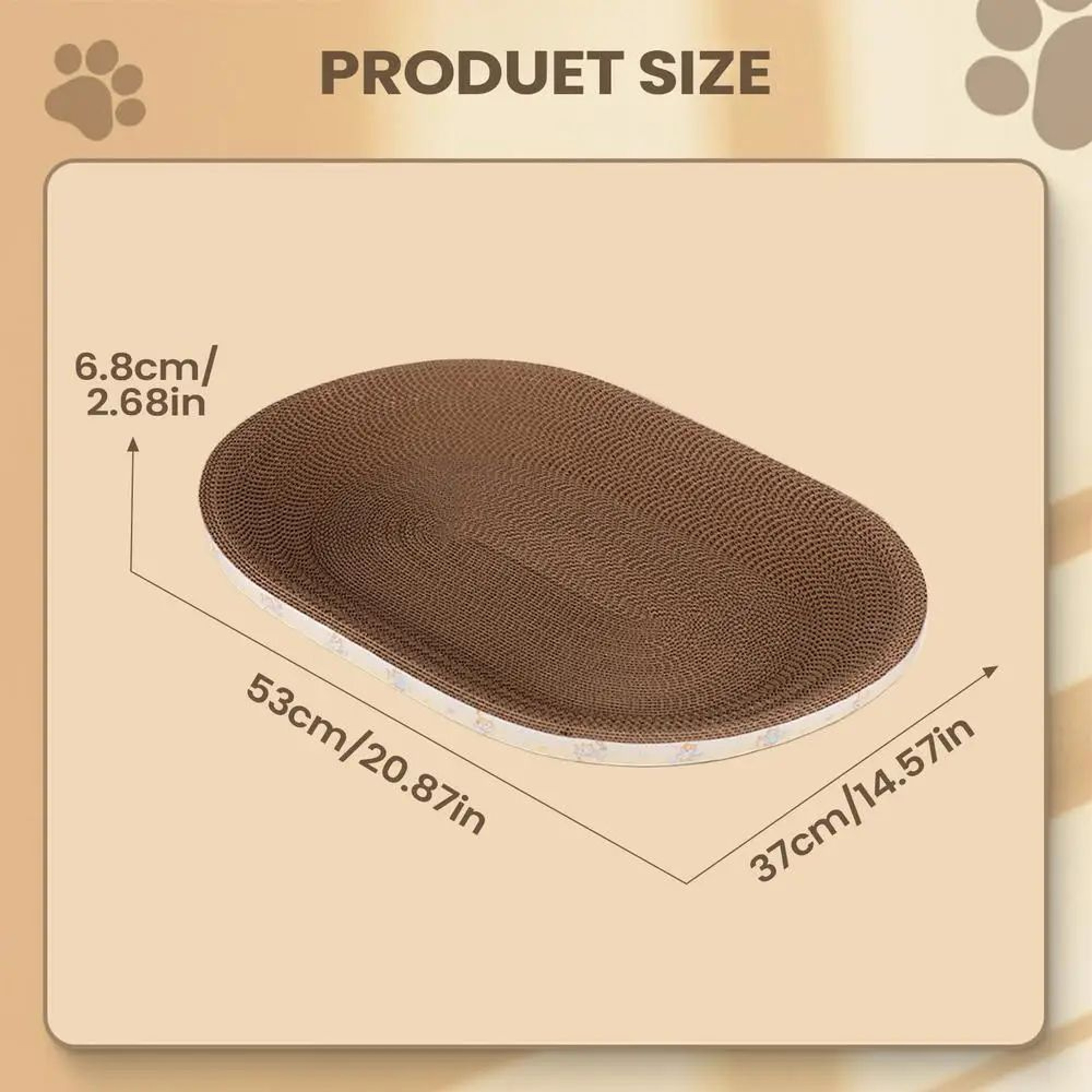 PurrLounge Oval Cat Scratcher Bed  Cat Scratch Pad Corrugated Cat Scratcher  Cozy Lounge Bed 7