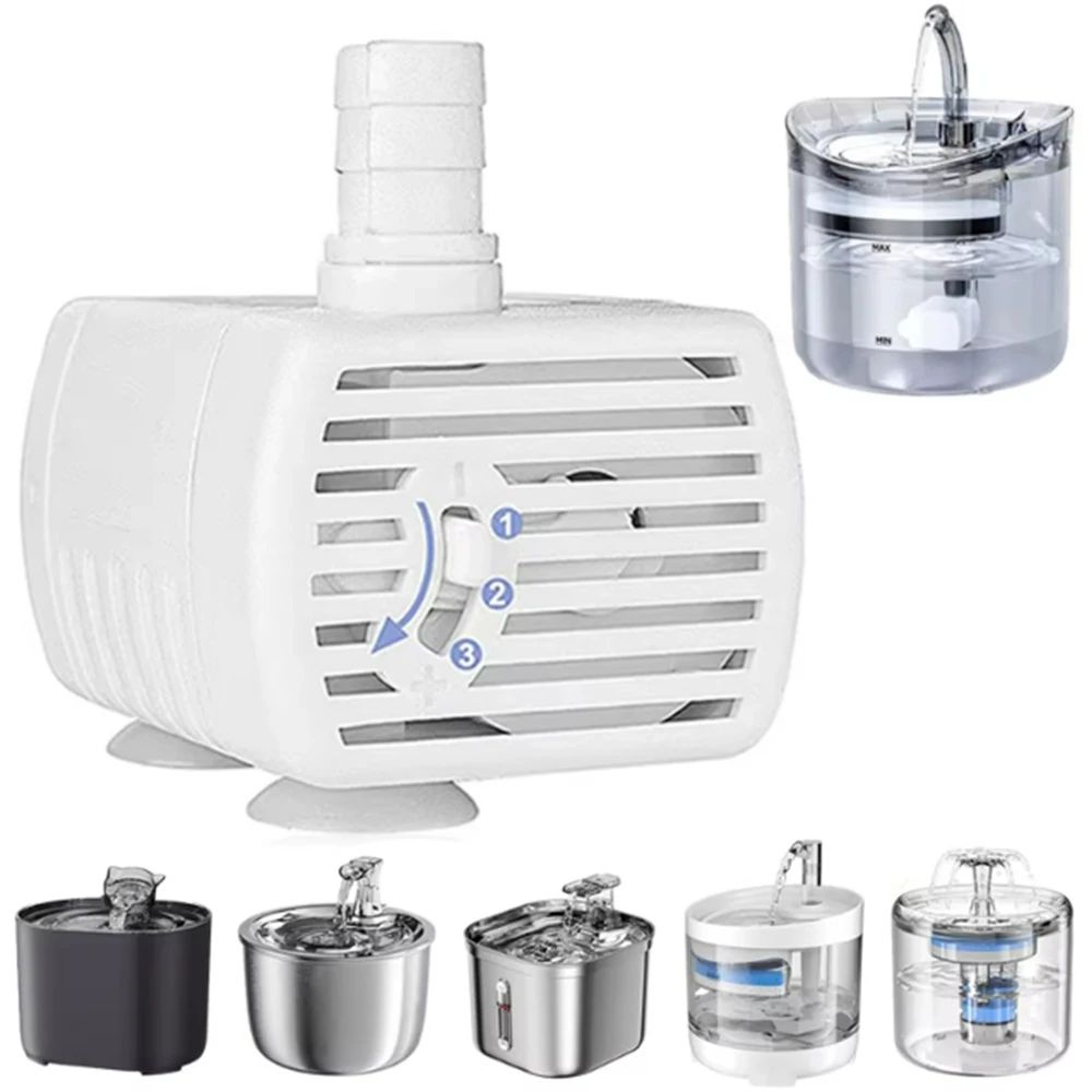 Cat Fountain Replacement Pump With LED Water Level Indicator 2