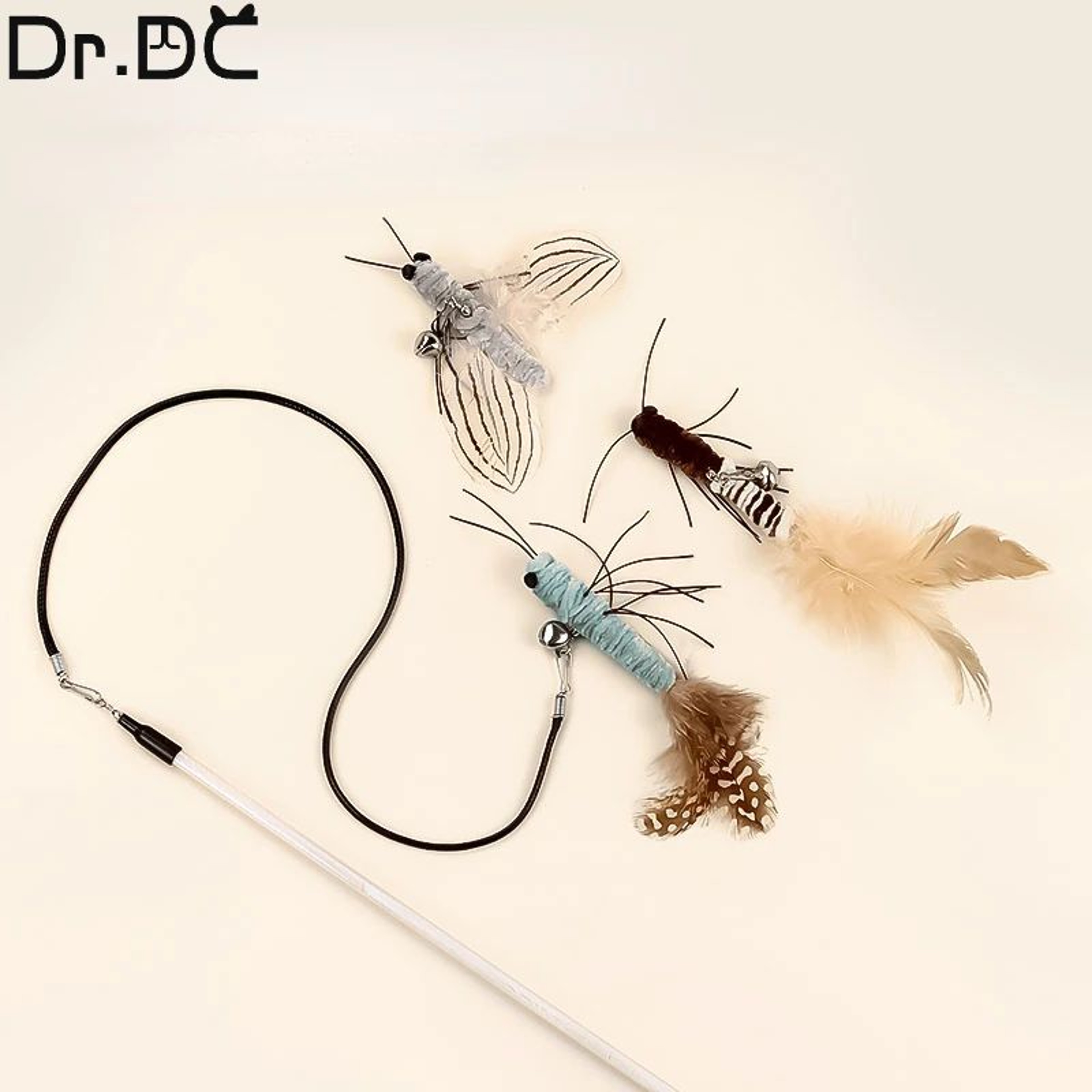 Dragonfly Feather Cat Wand Toy With Bell  Interactive Cat Teaser For Indoor Cats 0
