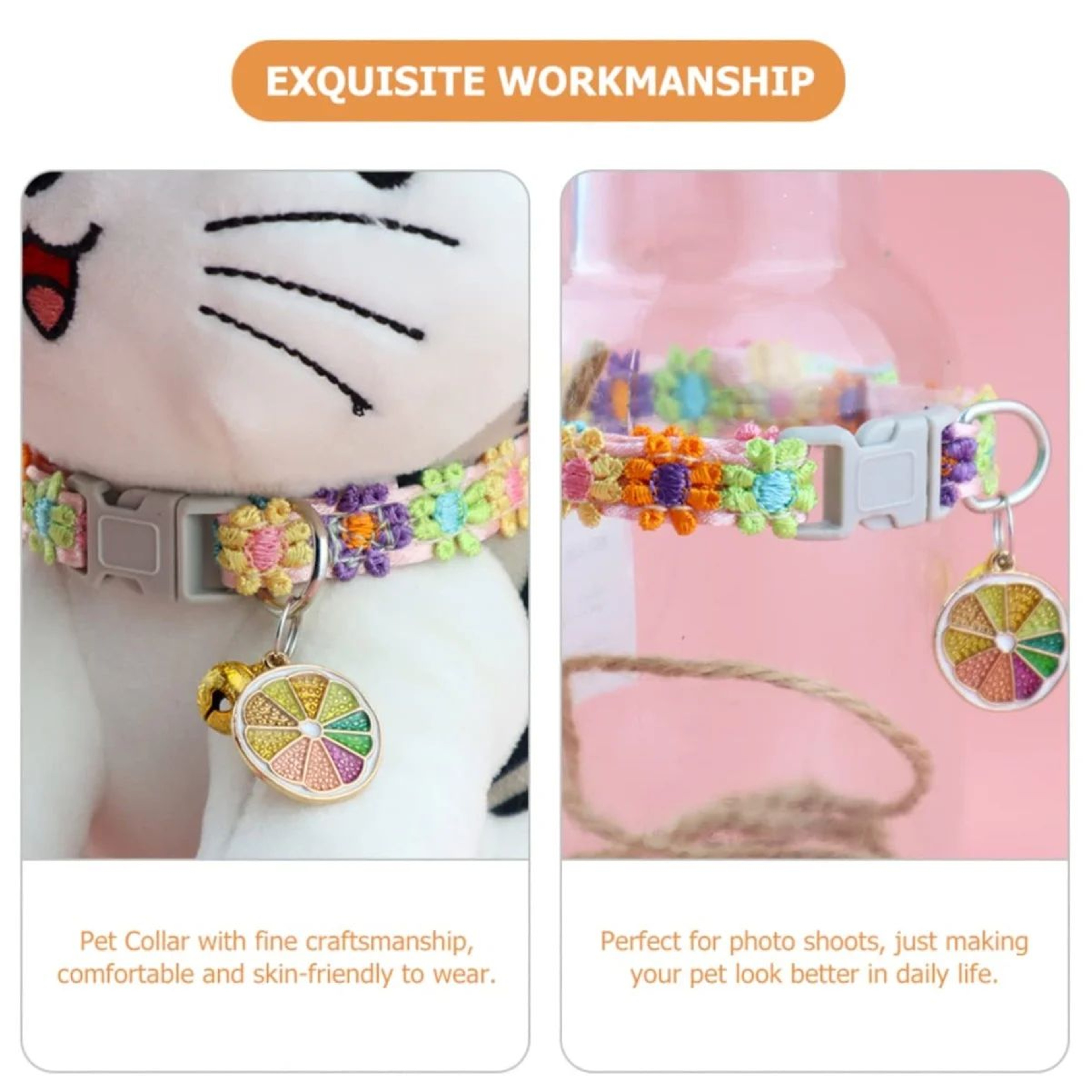 Adjustable Paw Print Pet Collar With Bell For Dogs  Cats 5