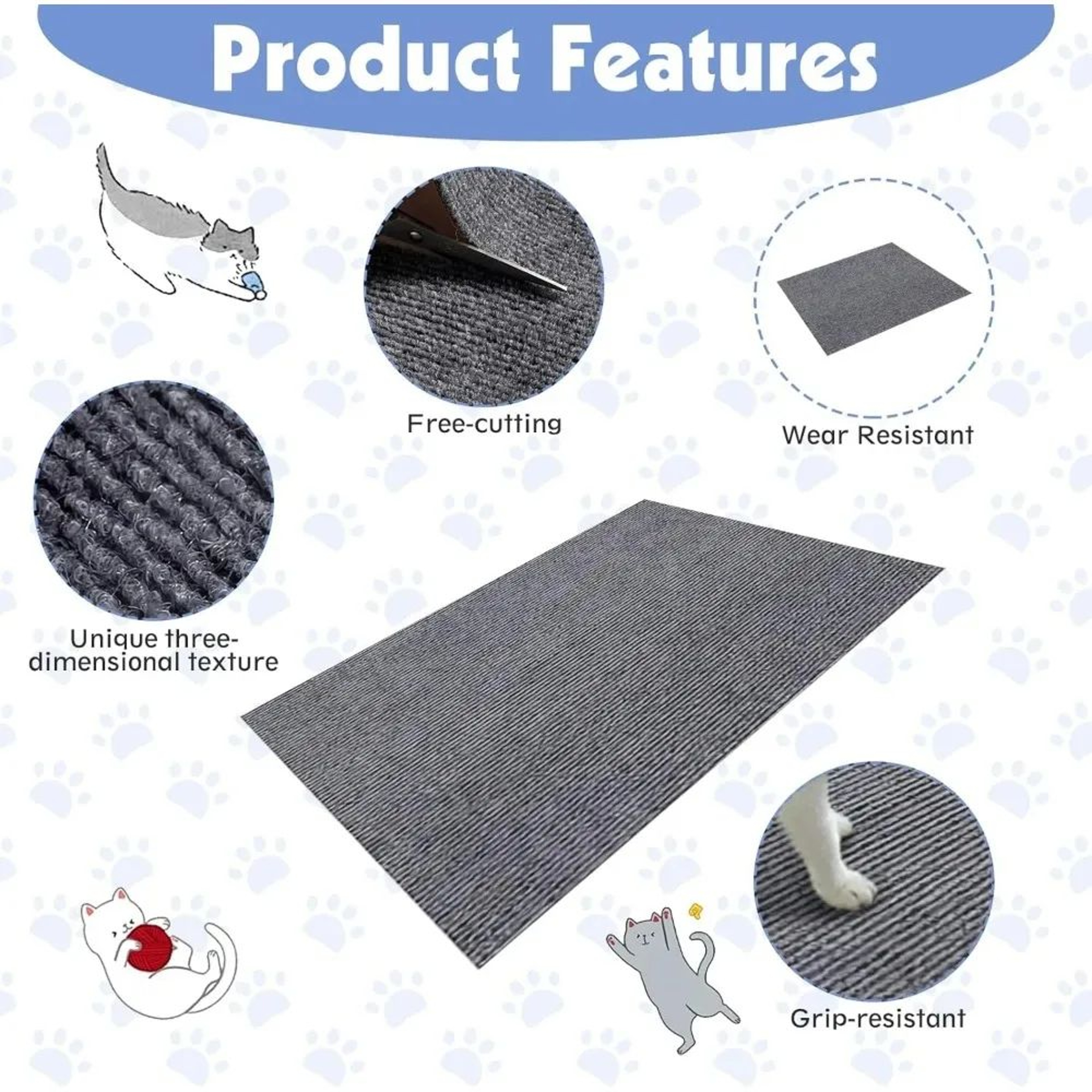 Trimmable Cat Scratch Mat And Self Adhesive Furniture Protector 3