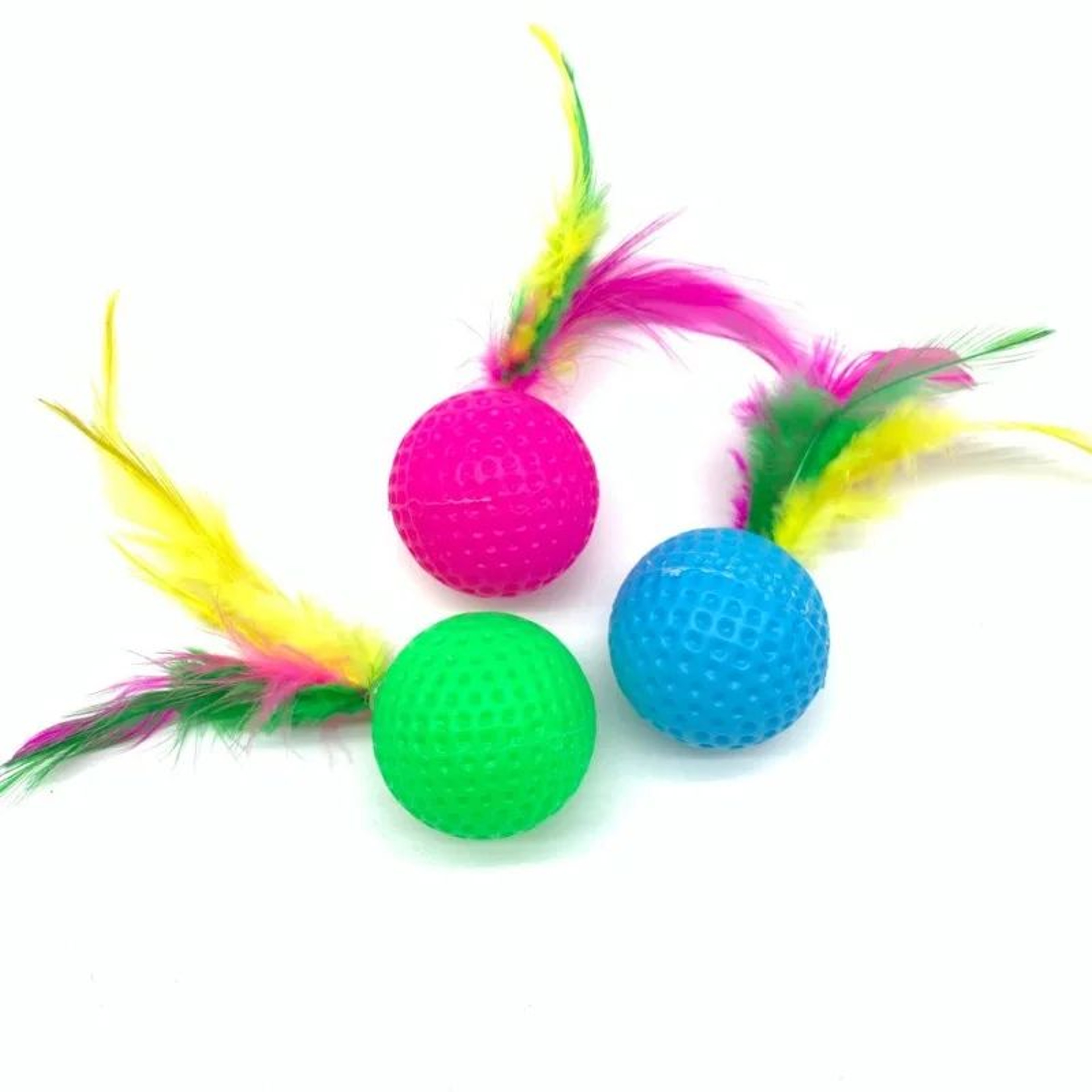 Interactive Feather Shuttle Cat Toy Balls  5Piece Crinkle Hunting Play Set 1