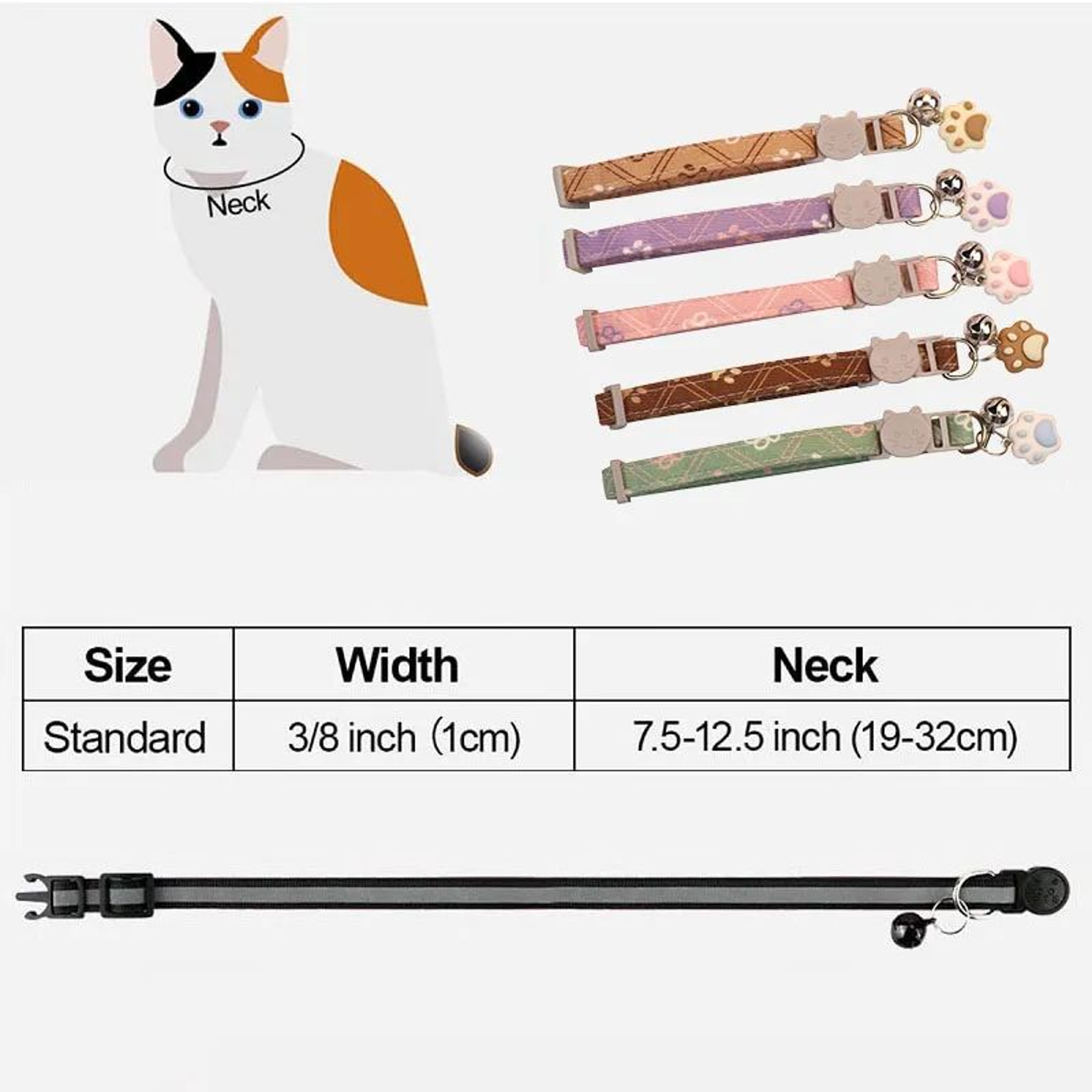Paw Print Breakaway Cat Collar With Bell For Kittens And Small Pets 5