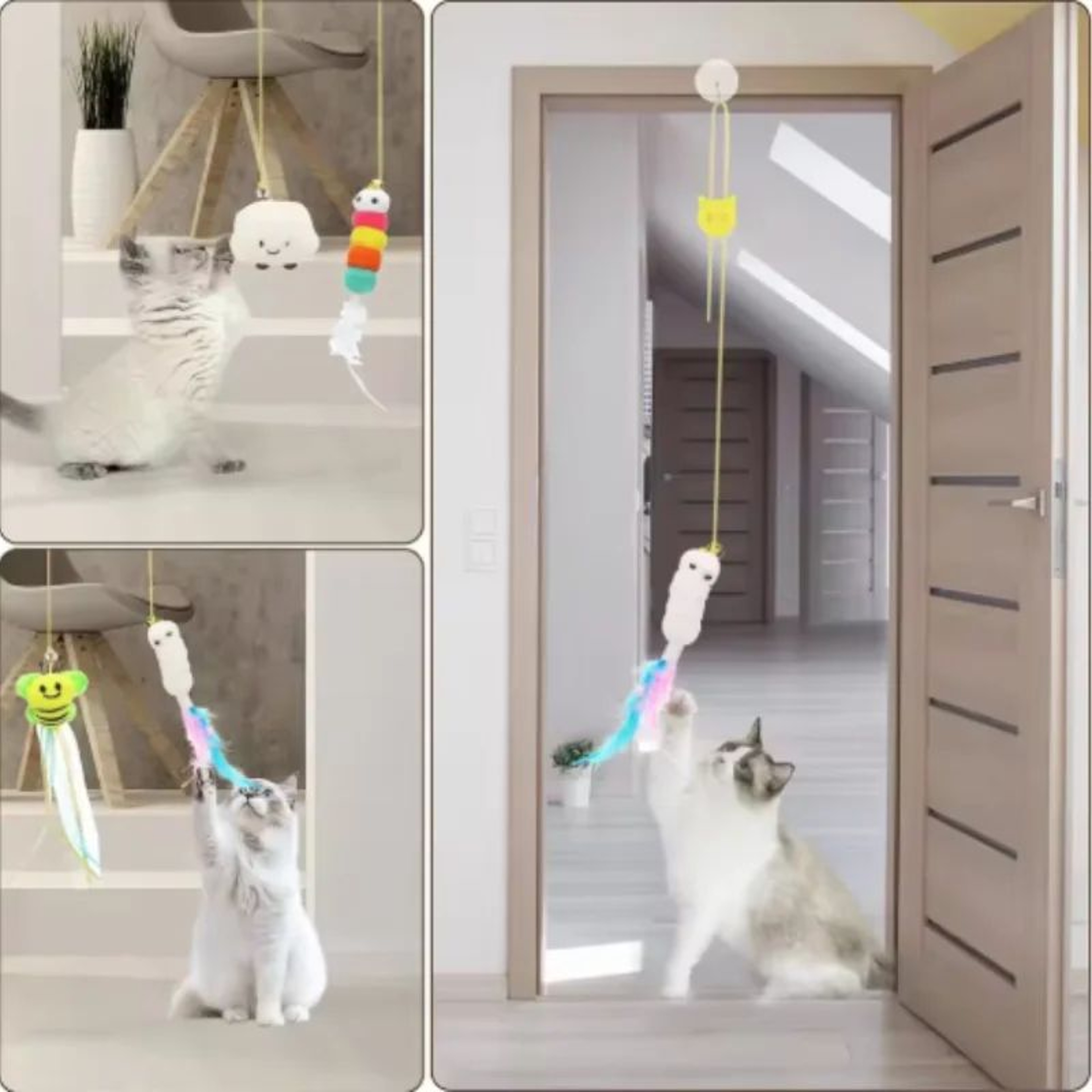 Elastic Feather Bell Hanging Cat Toy 5
