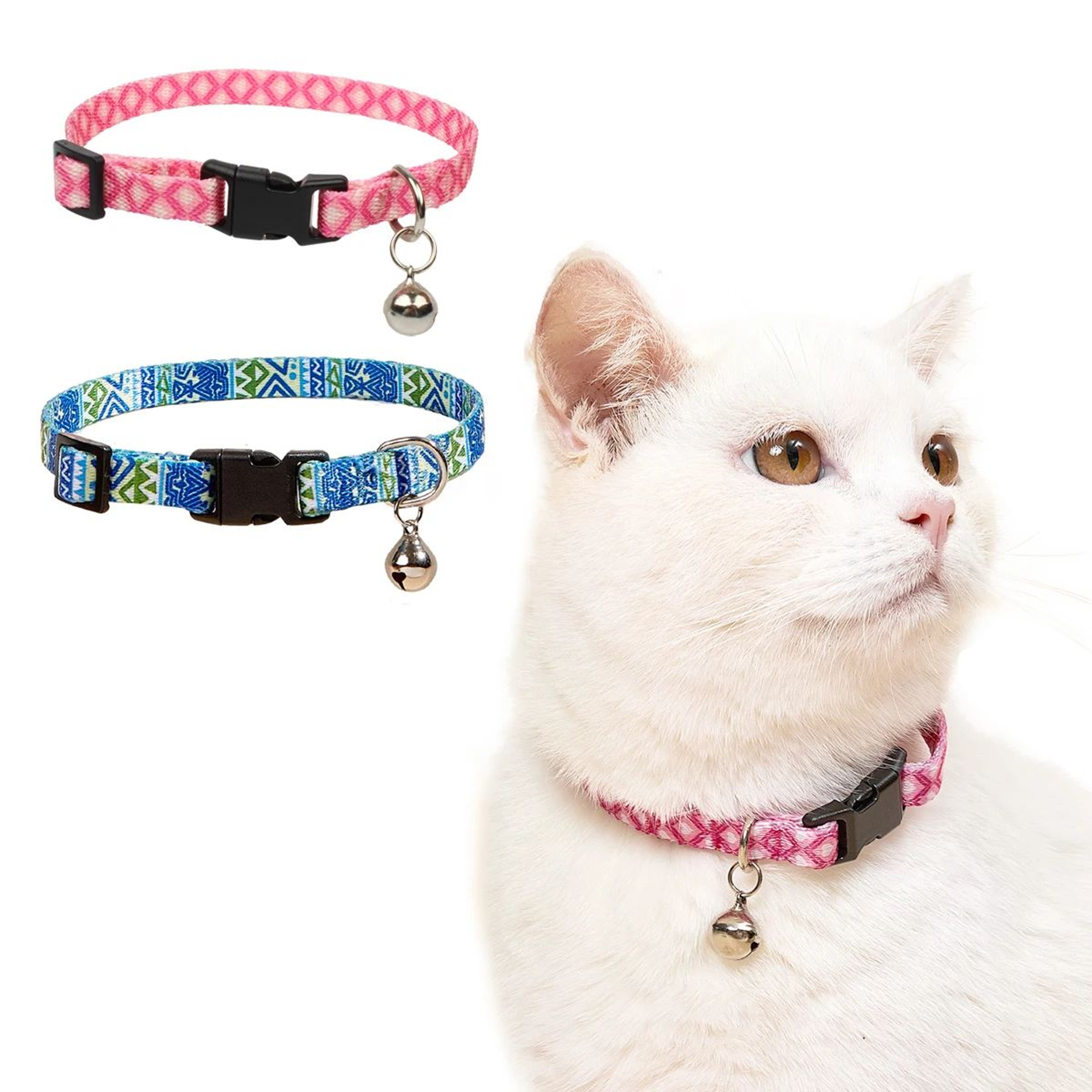 Colorful Geometric Adjustable Cat Collar With Bell 0