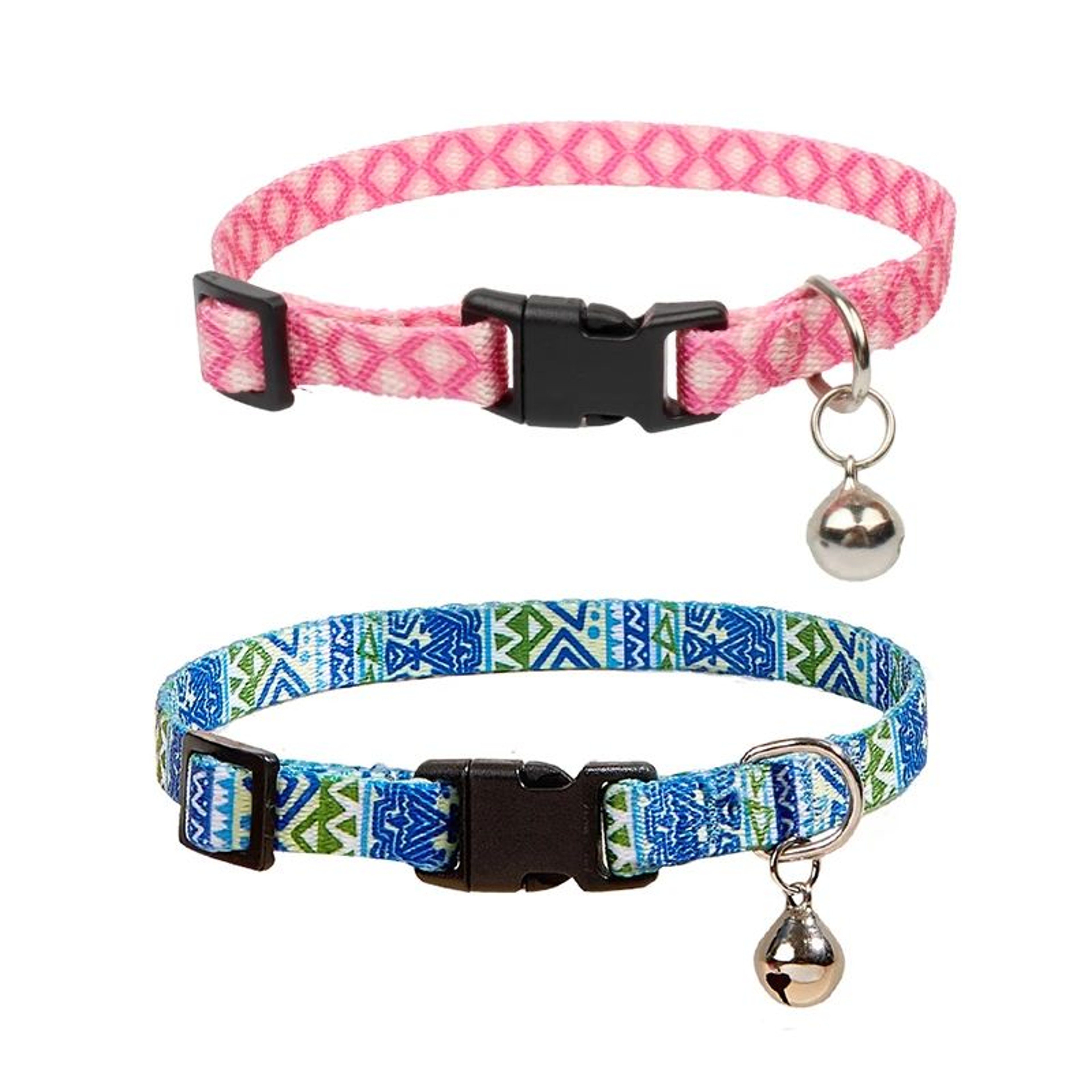 Colorful Geometric Adjustable Cat Collar With Bell 1