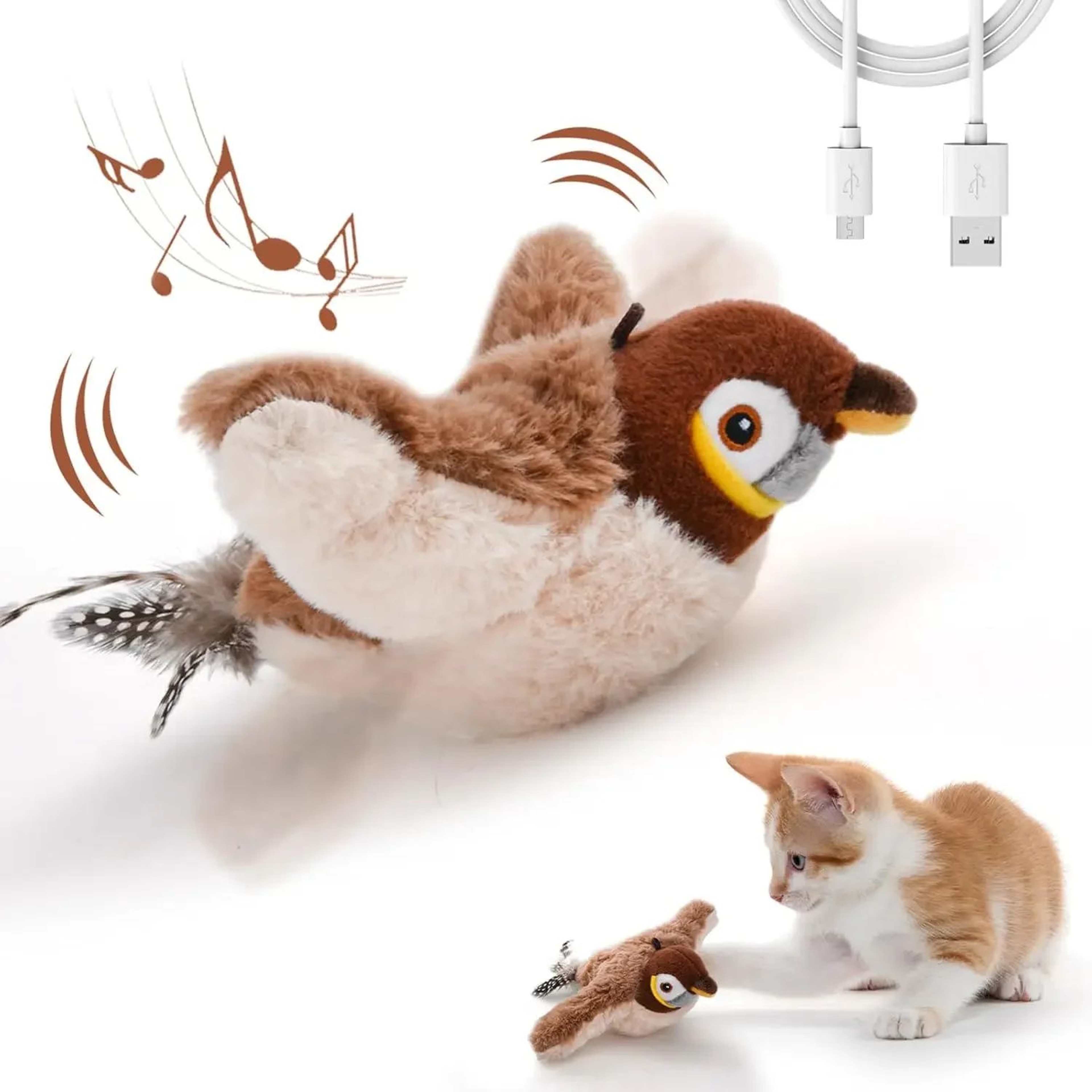 Rechargeable Flapping Bird Interactive Cat Toy With Catnip 6