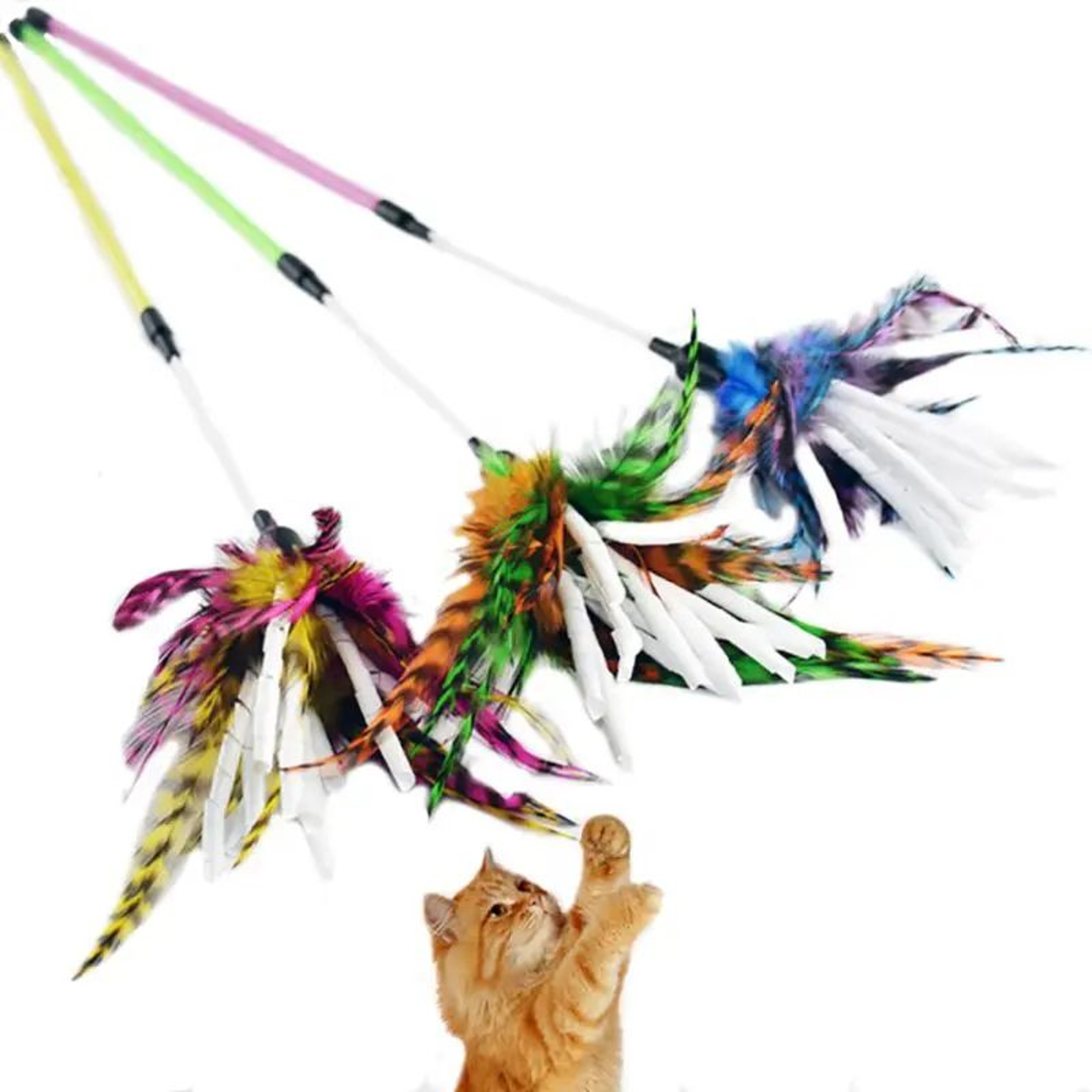 Spiral Feather Cat Teaser Wand For Interactive Kitten Play 3