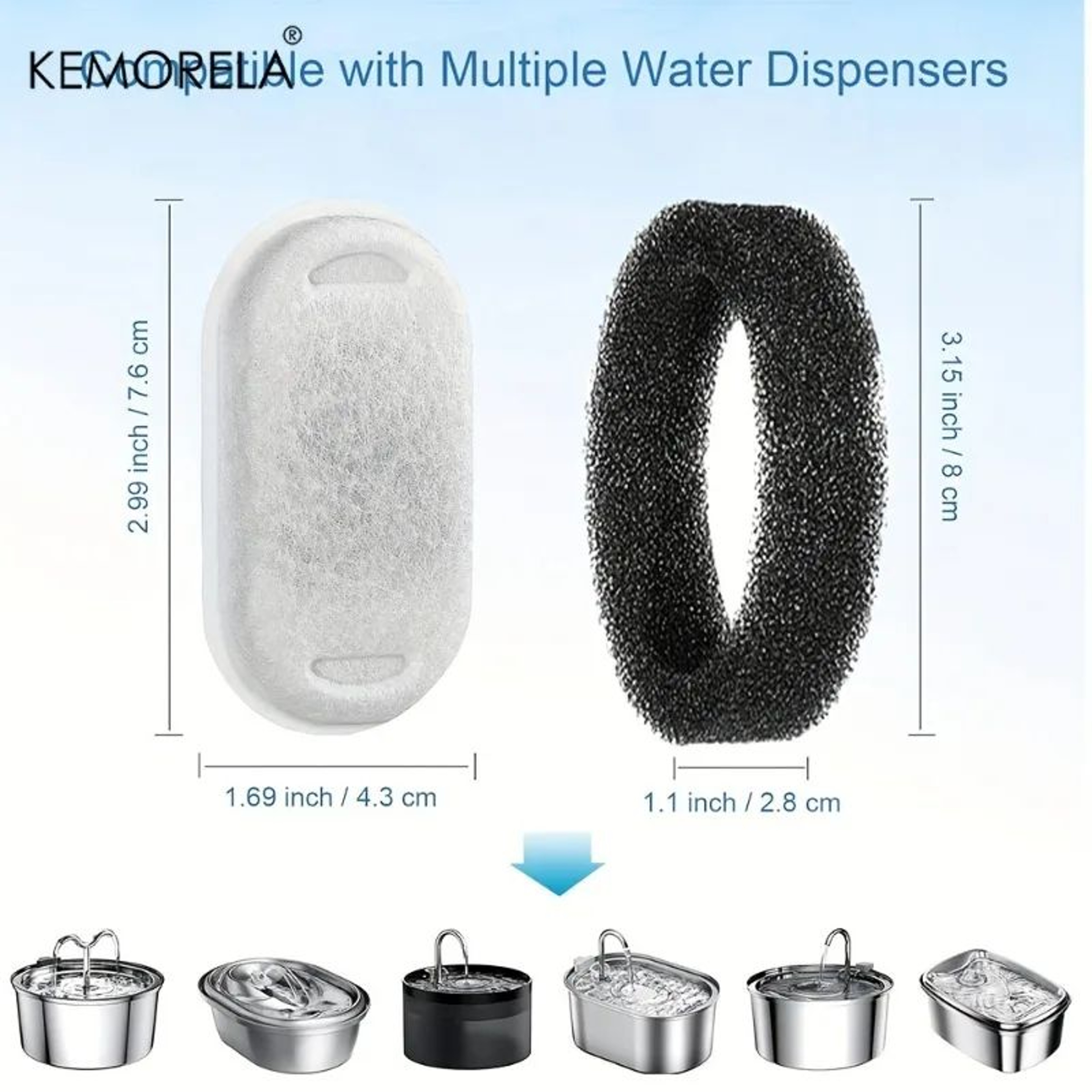 PureFlow Pet Fountain Filter Replacement Set  20 Activated Carbon Filters  20 PreFilter Sponges For 5