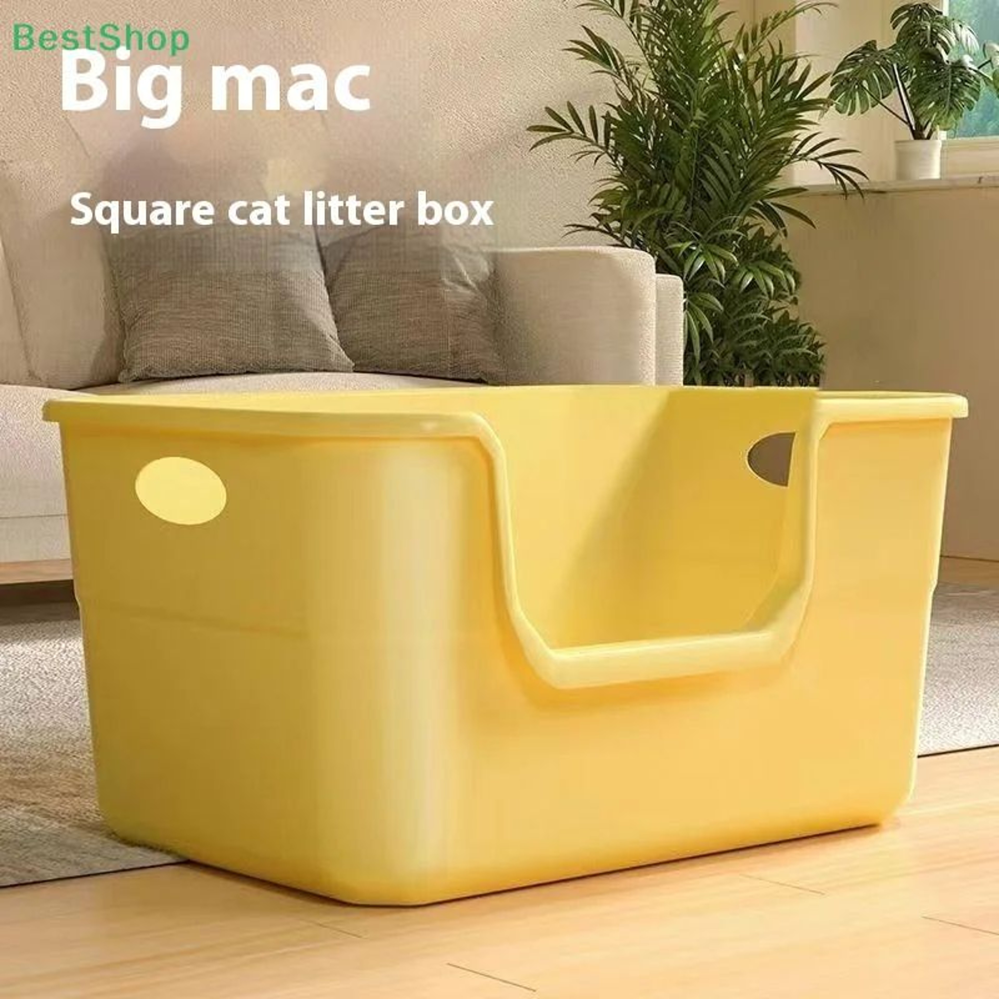 Extra Large AntiSplash Cat Litter Box With High Sides  SemiEnclosed Design 2