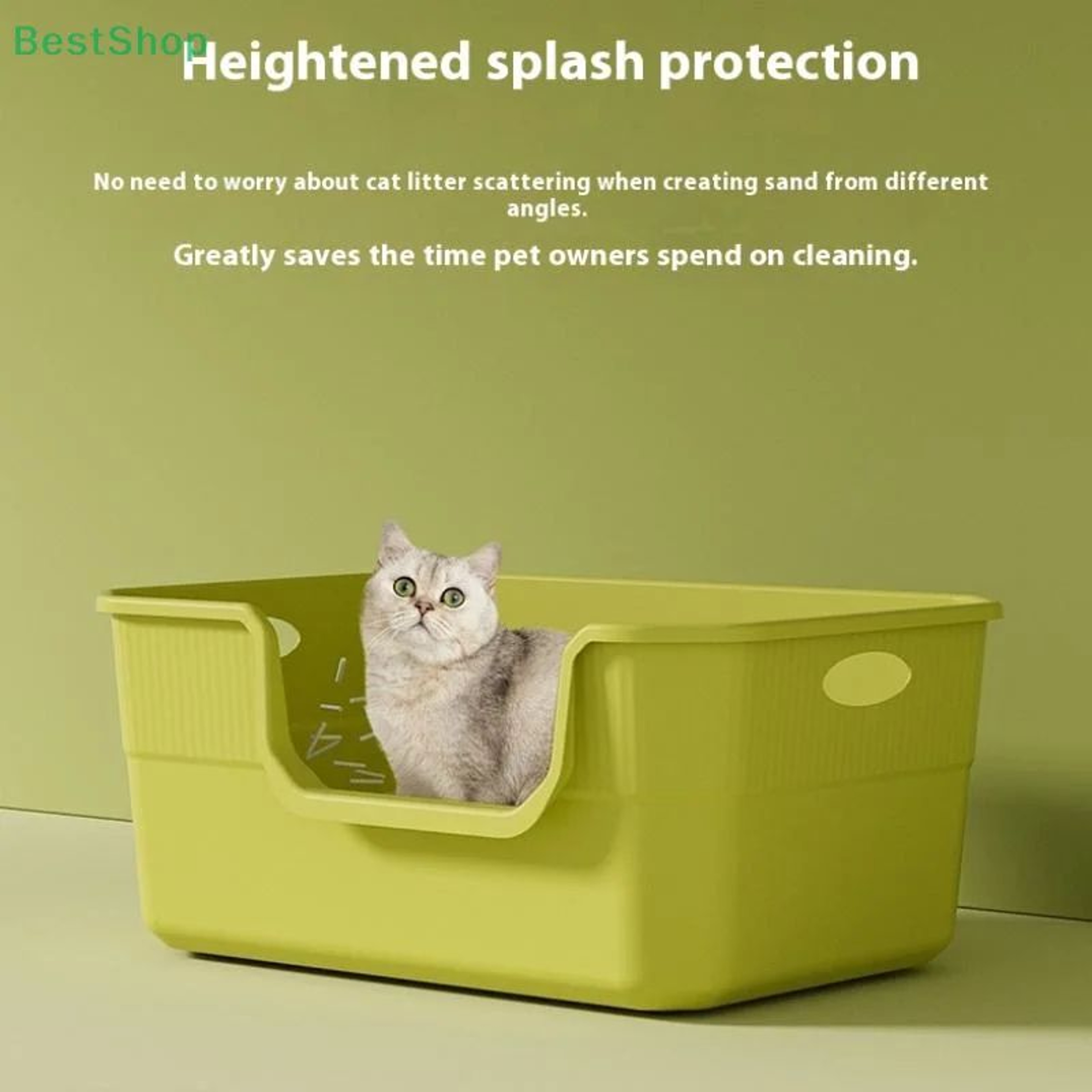 Extra Large AntiSplash Cat Litter Box With High Sides  SemiEnclosed Design 5