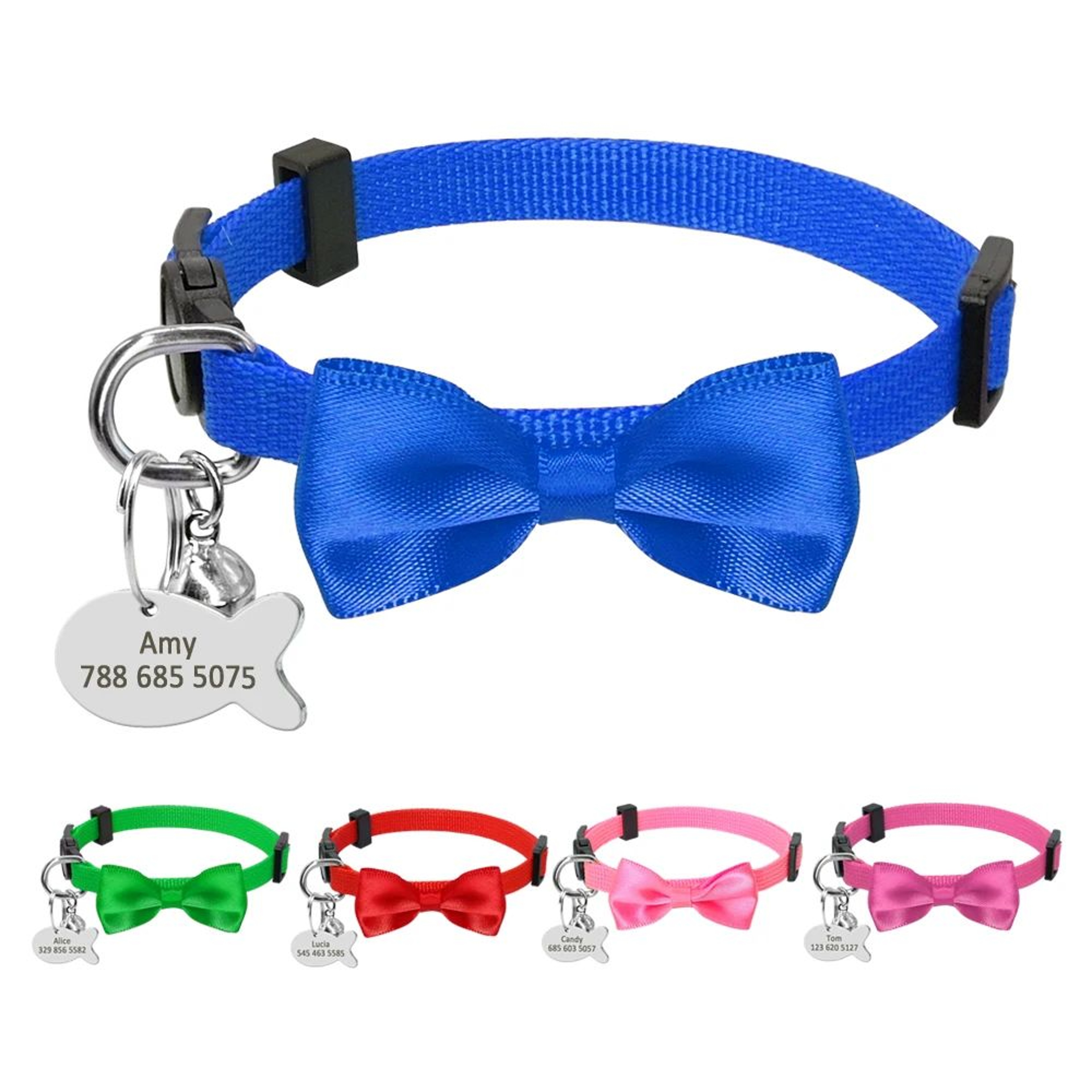 Personalized Engraved Nylon Cat Collar With Custom ID Tag For Cats  Small Dogs 3