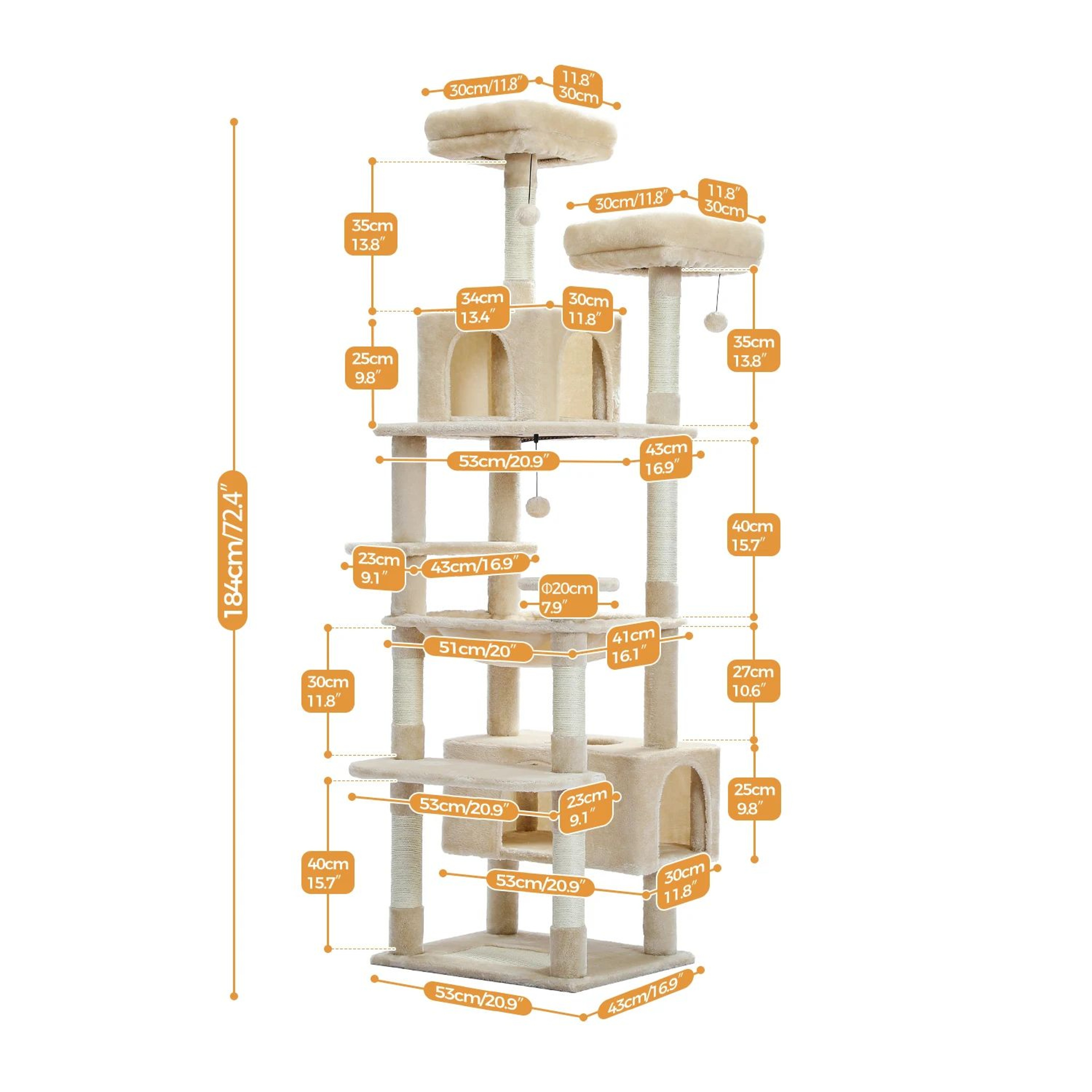 Luxury MultiLevel Cat Tree Tower With Hammock Condo  Scratching Posts For Indoor Cats 1