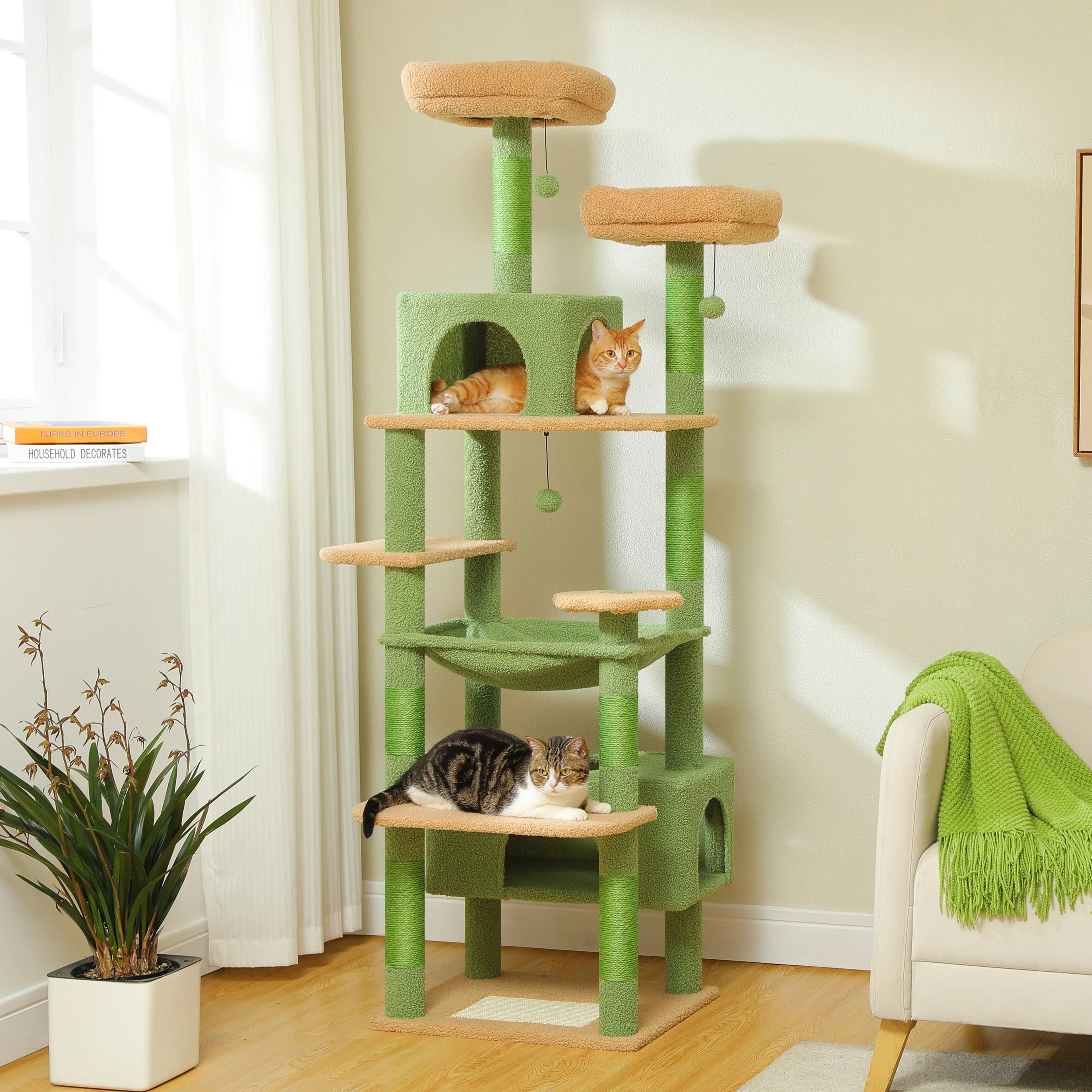 Luxury MultiLevel Cat Tree Tower With Hammock Condo  Scratching Posts For Indoor Cats 5