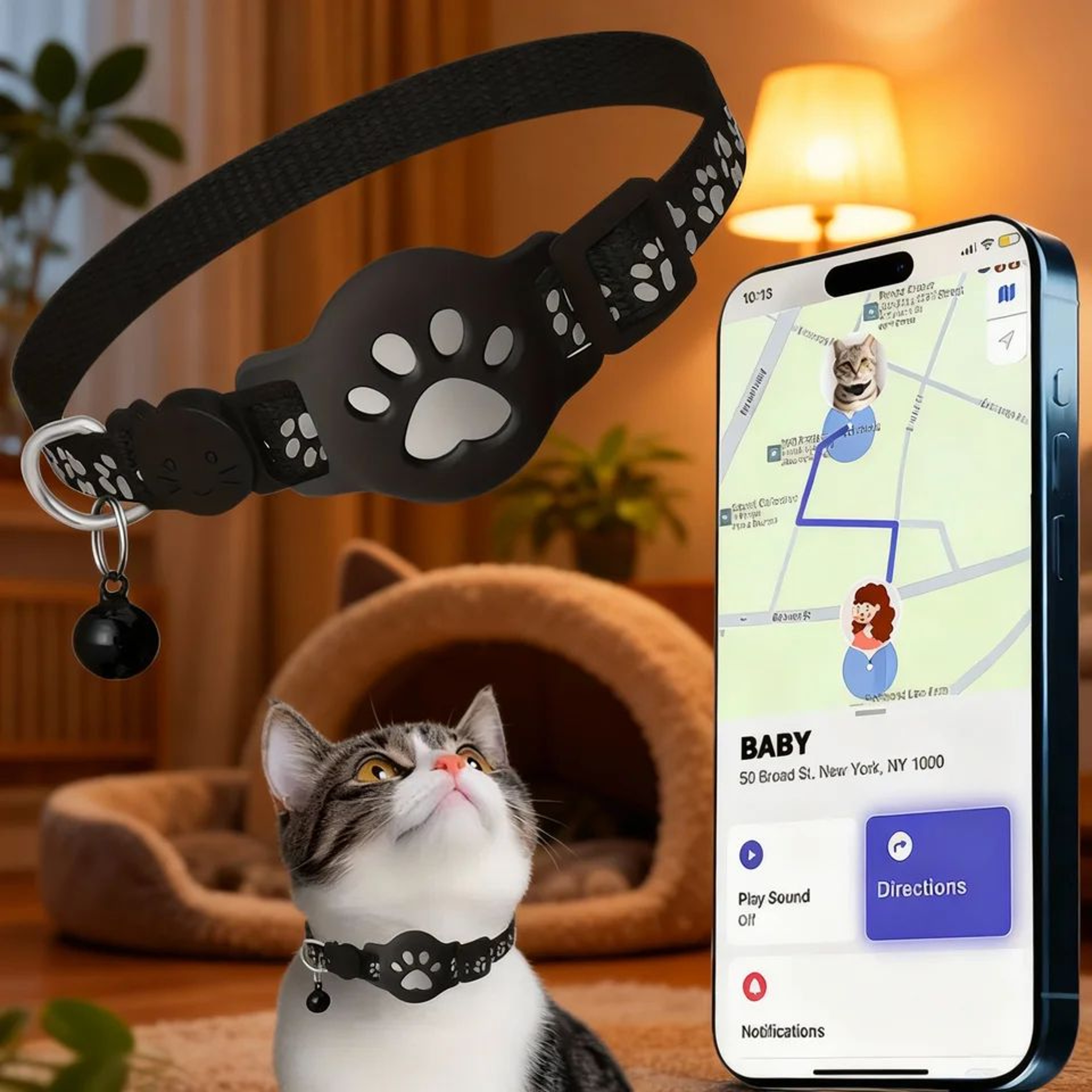 SafeTrack Reflective Cat Locator Collar  Adjustable GPS Holder For Outdoor Cats 1
