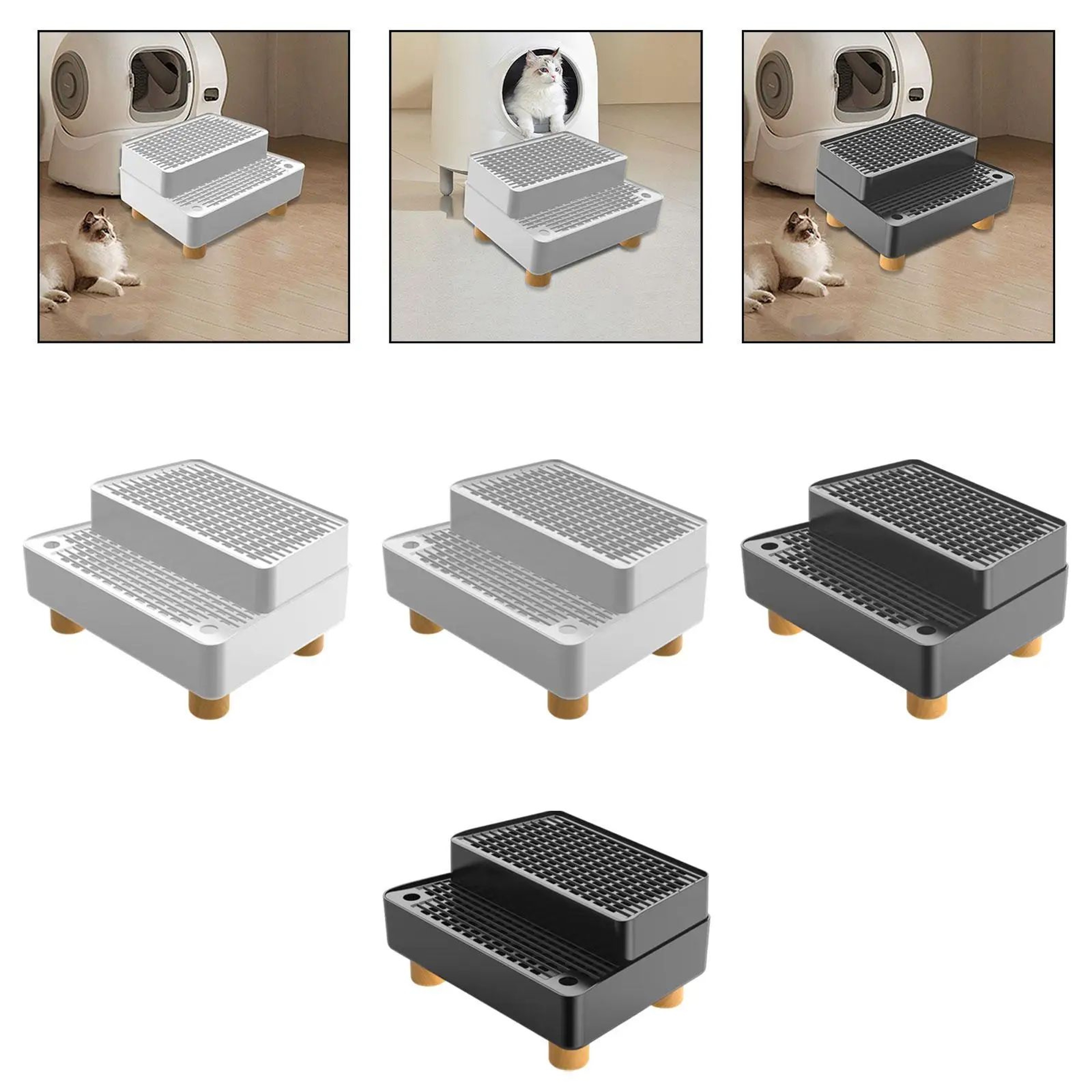 Cat Litter Ramp With Non Slip Double Layer Litter Trapping Step 3
