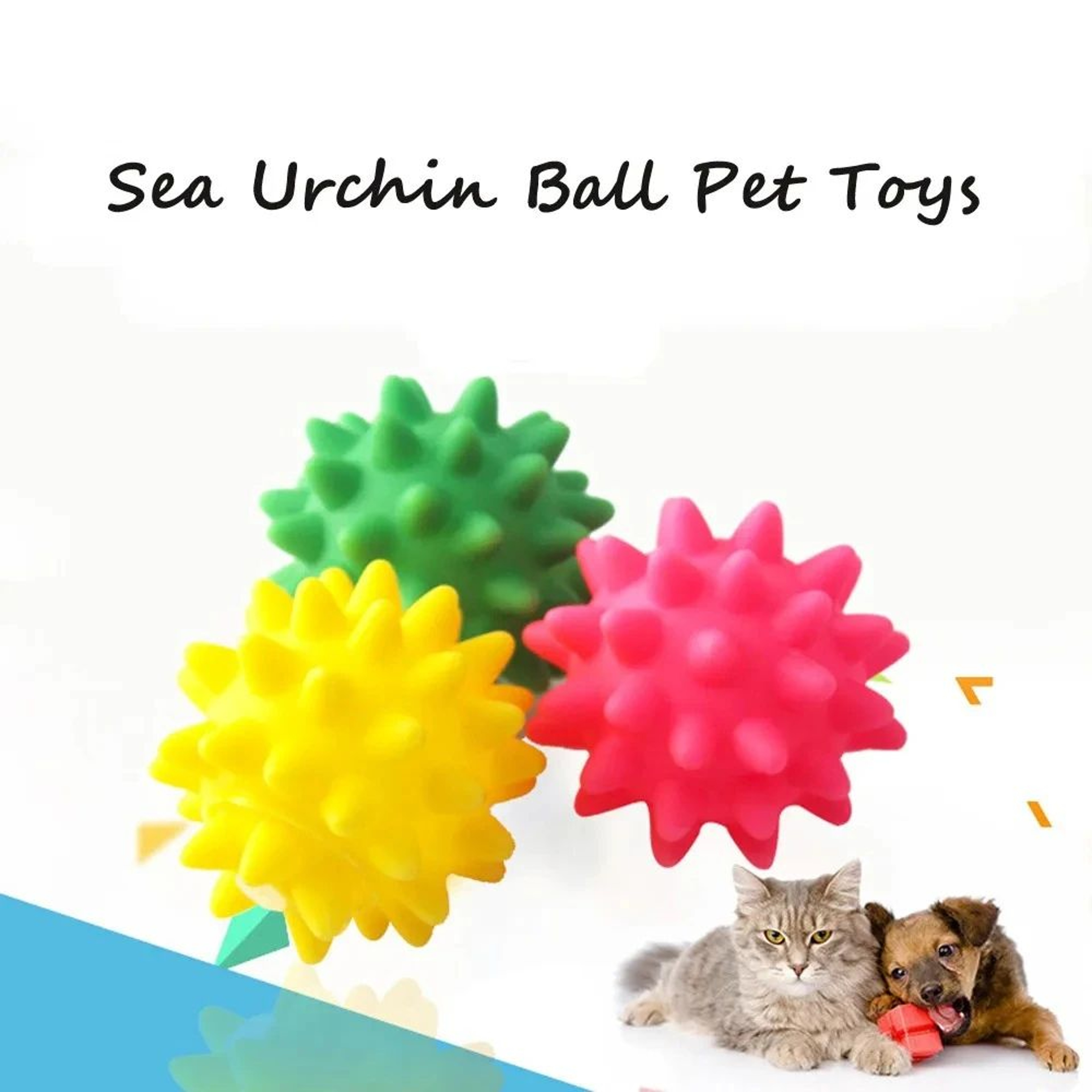 Reflective Sound Sea Urchin Dog Ball Set  Interactive Dog Chew Toy For Active Pets 3Pack 0