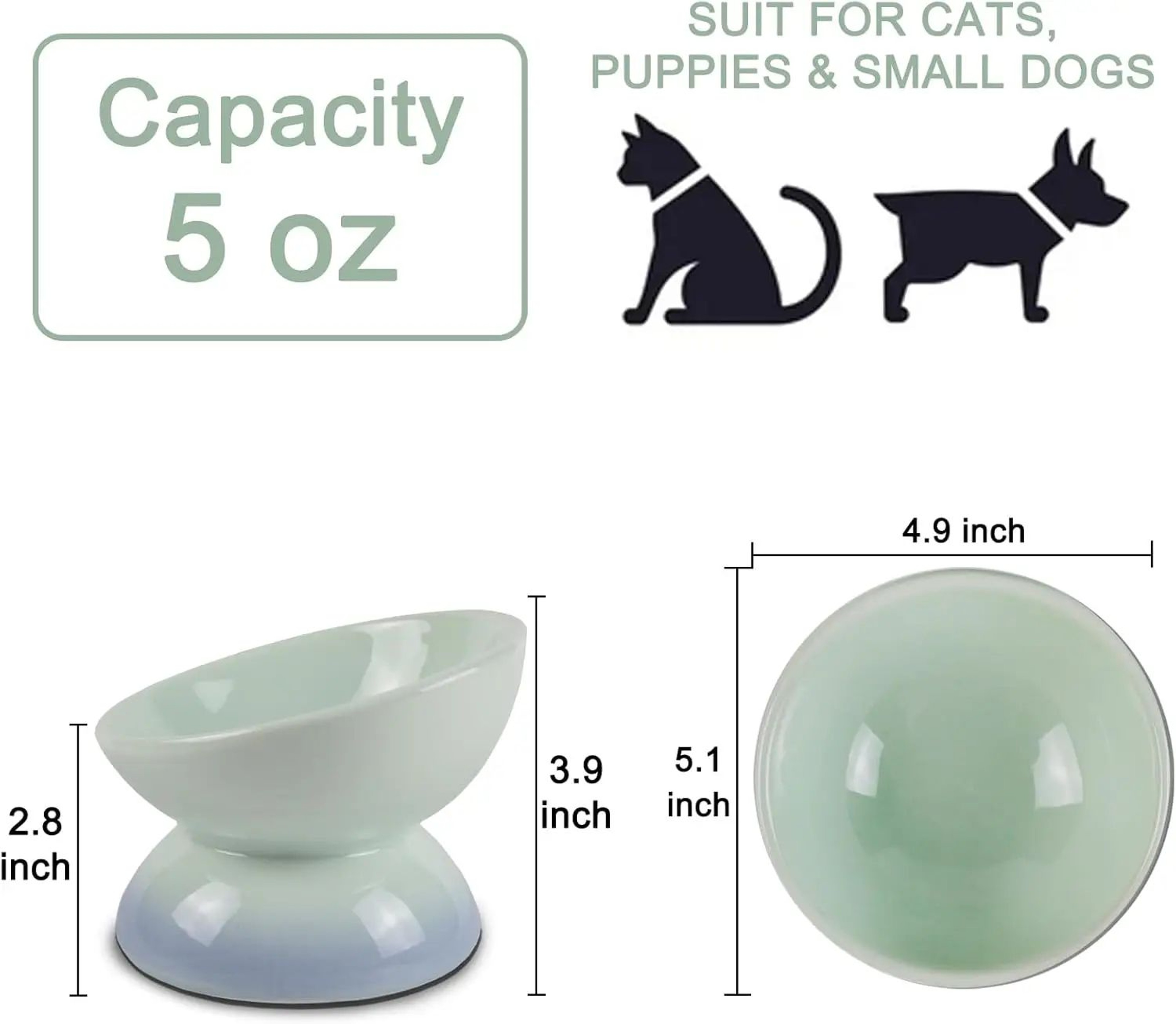 Premium Ceramic Cat Bowl with Elevated Tilted Stand – view 7