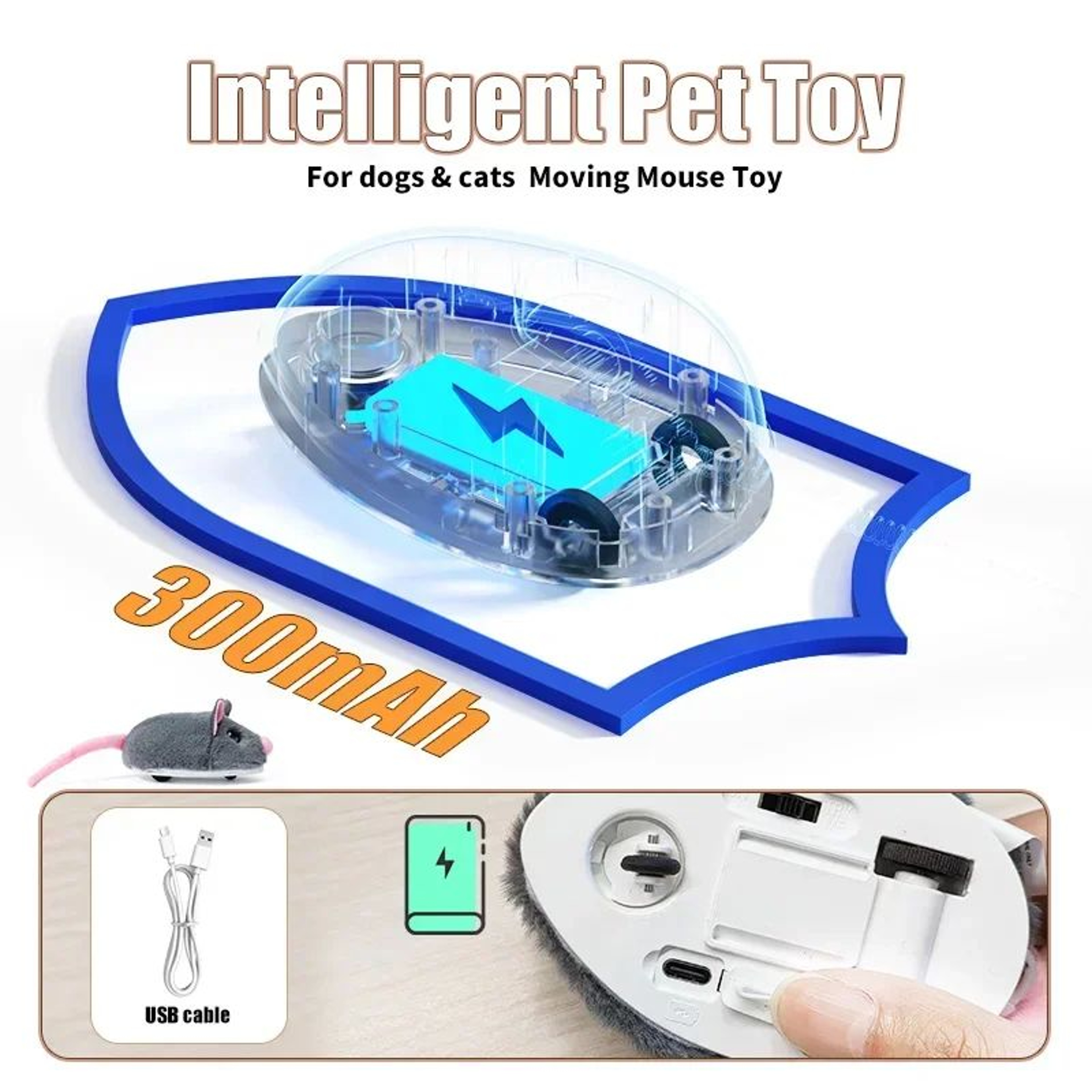 Smart Chase Mouse Interactive Cat Toy  Automatic Moving Plush Mouse For Indoor Cats 4