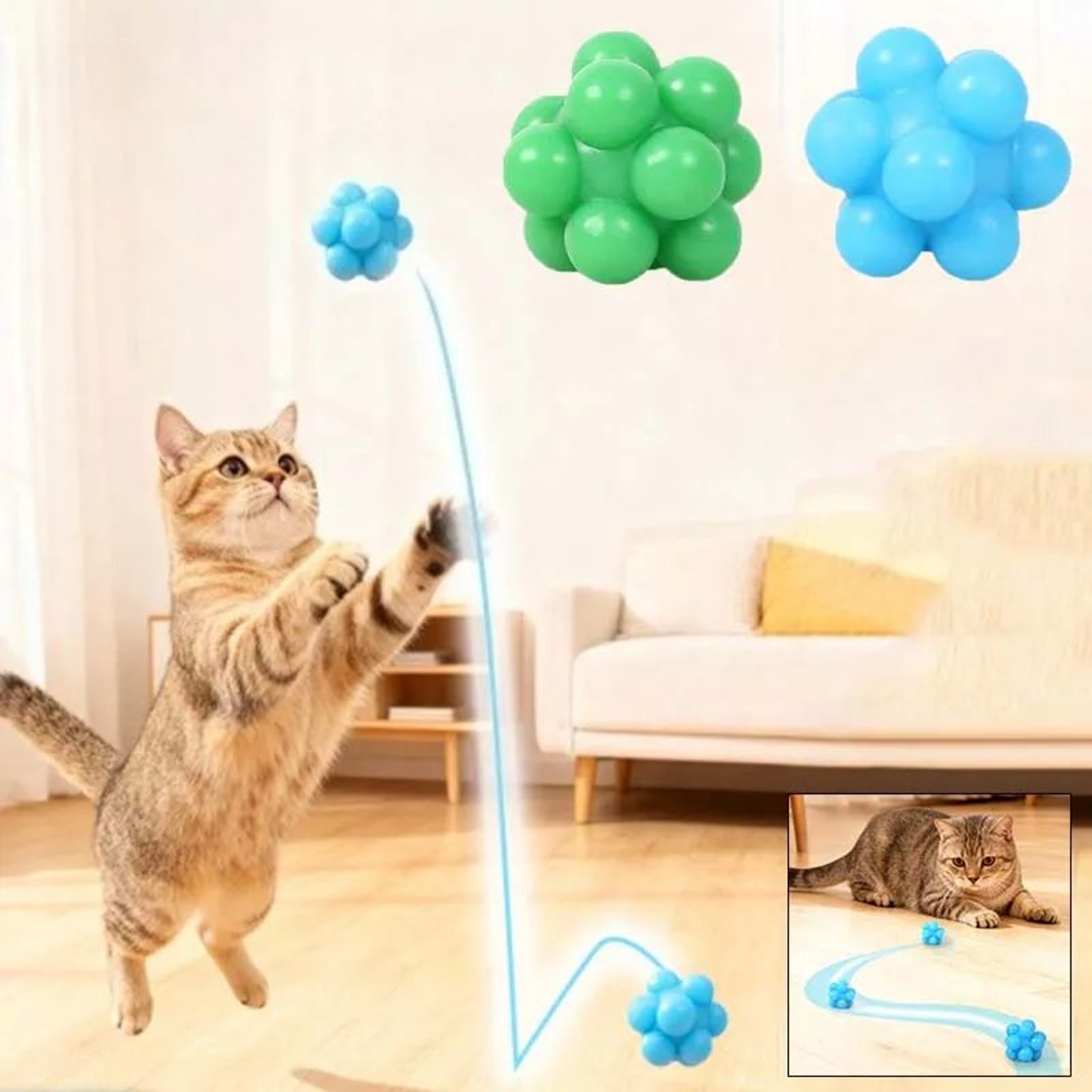 PurrBounce Interactive Cat Chew Ball Toy For Active Play  Dental Care 0