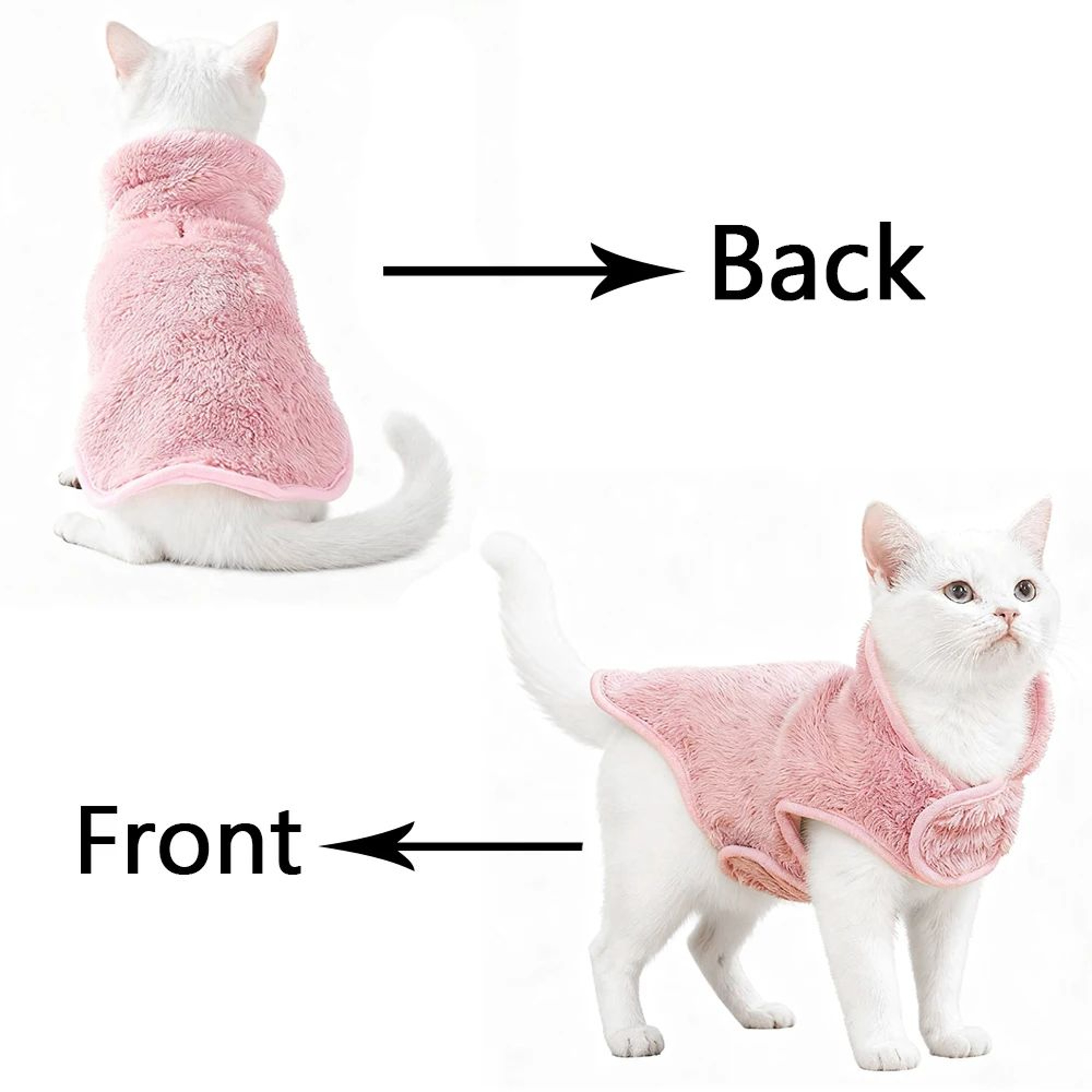SnuggleShield Reversible Cat Winter Coat  Soft Fleece Sphynx Cat Clothes  Adjustable HighNeck Kitte 4