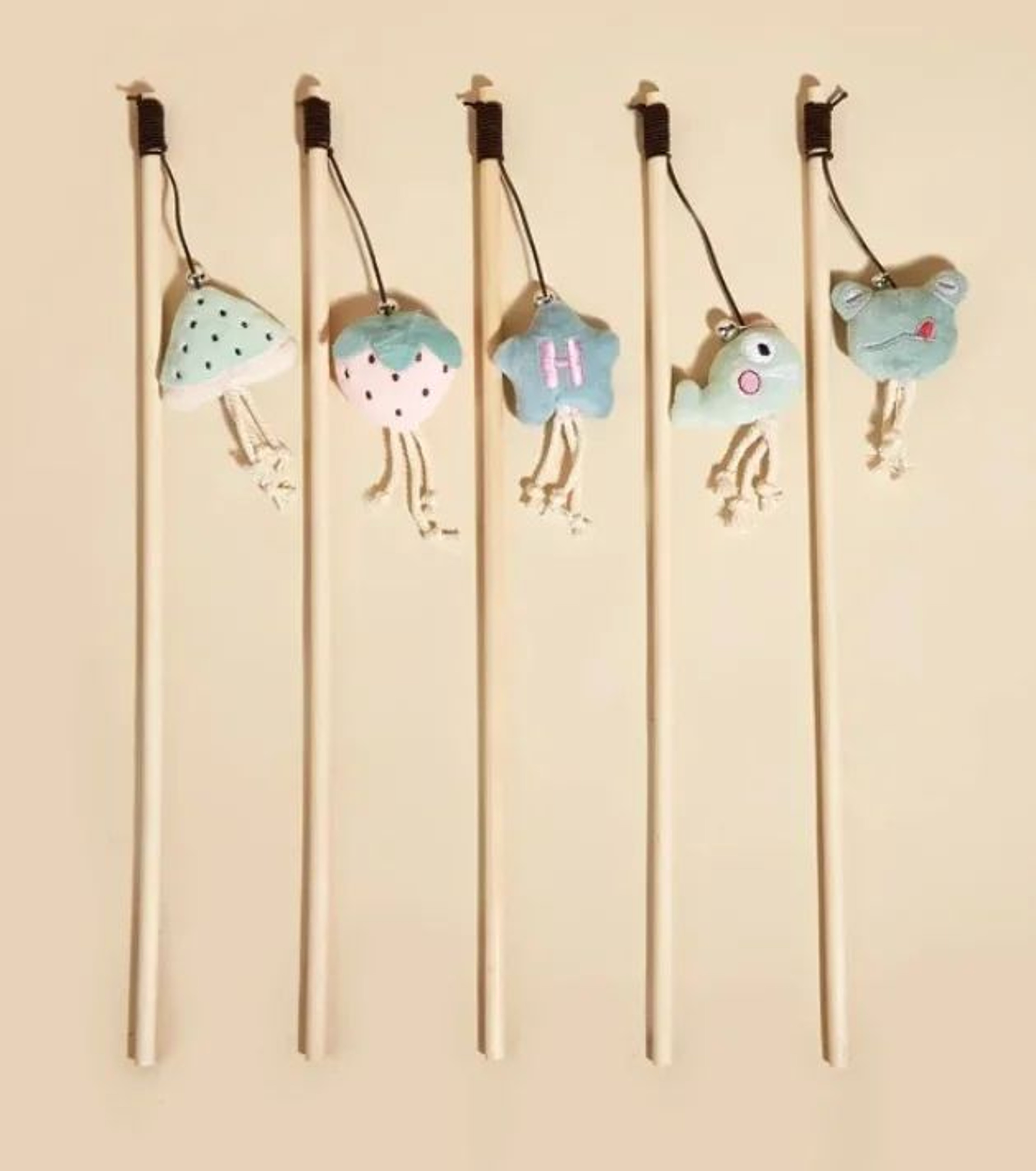 Interactive Feather Bell Cat Wand Toy  Wooden Mouse Teaser Stick For Indoor Cats 1