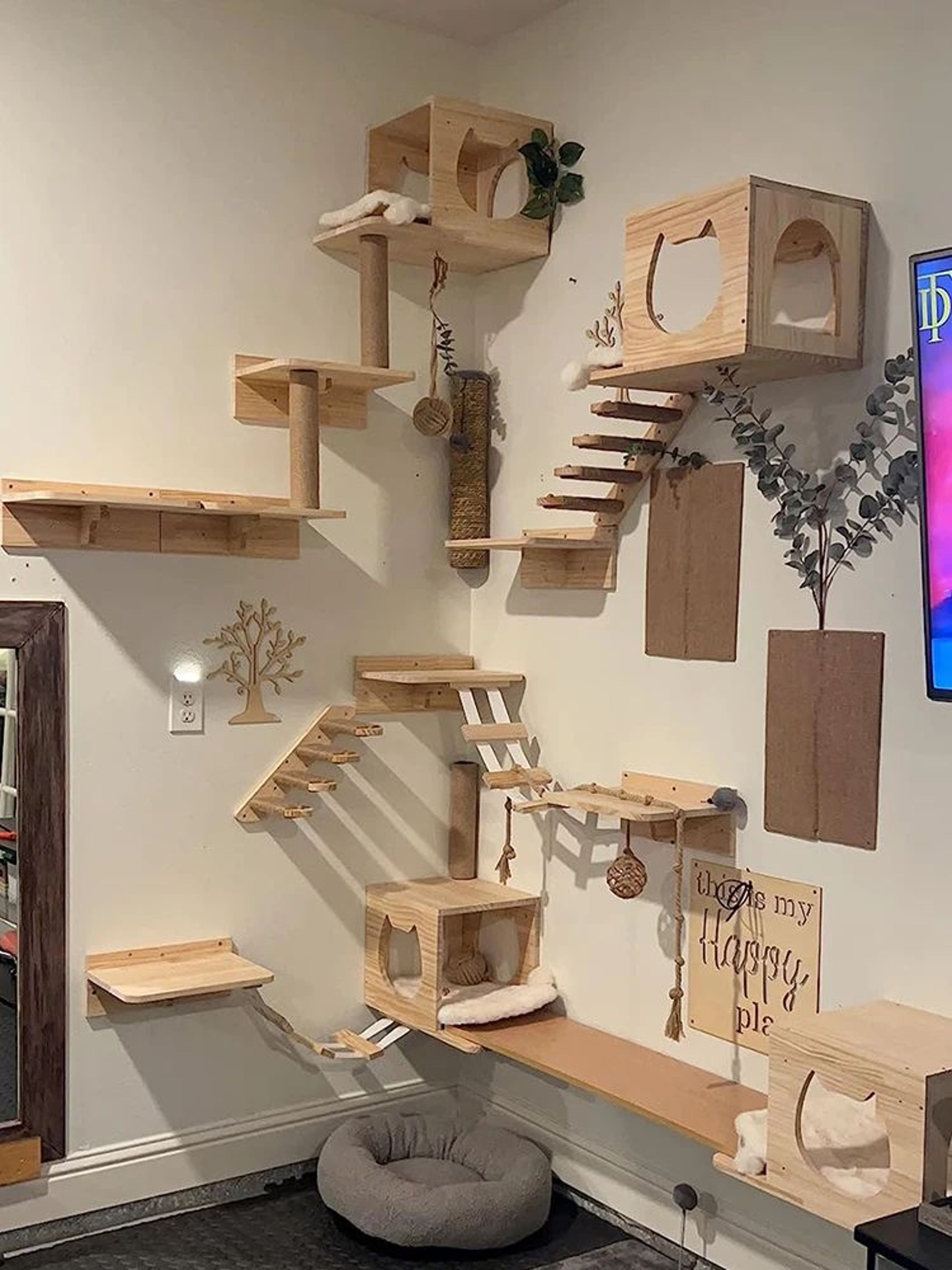 SkyClimb WallMounted Cat Shelf Steps With Sisal Scratching Surface 1
