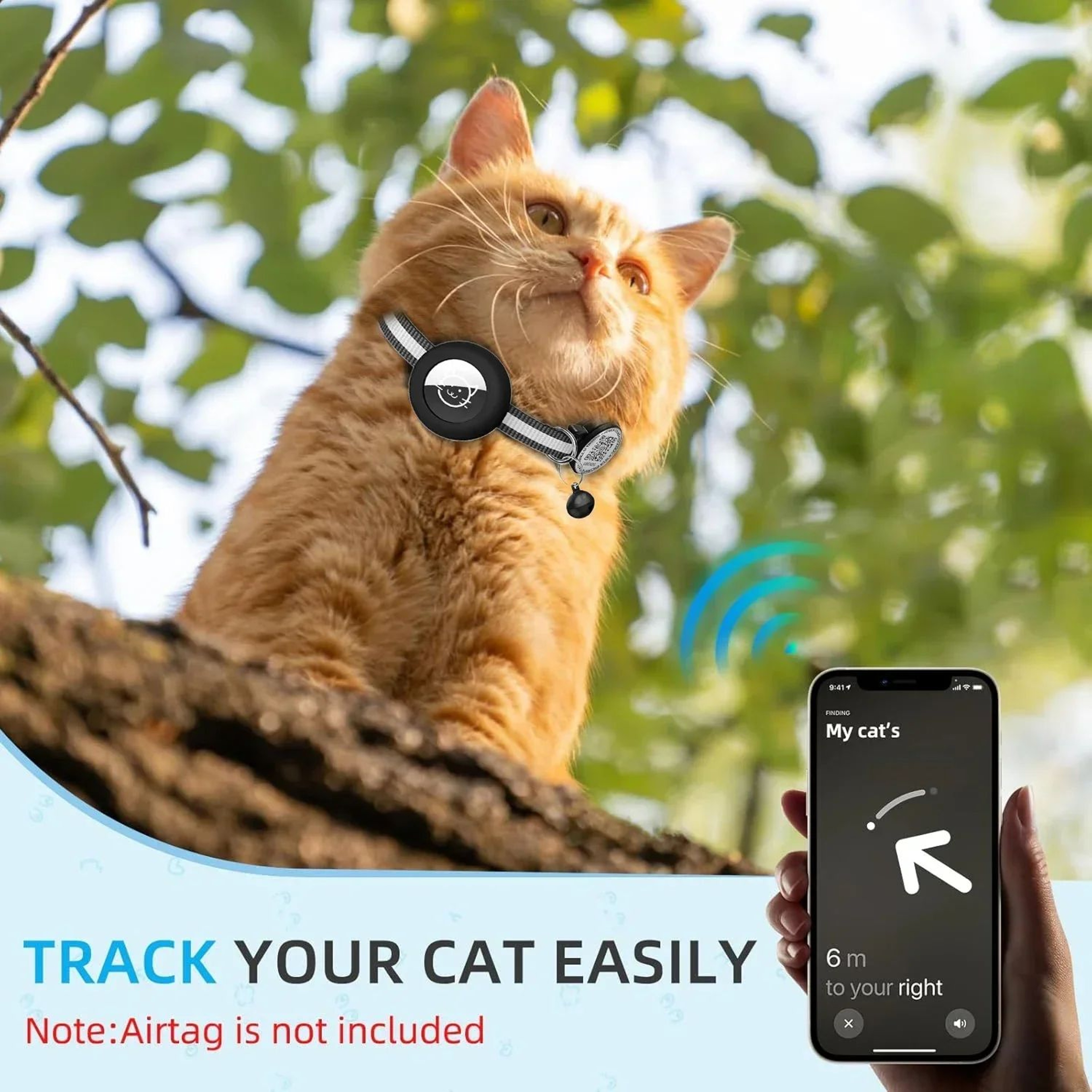PurrGuard AirTag Cat Collar With QR ID Tag  Reflective Safety Design 4