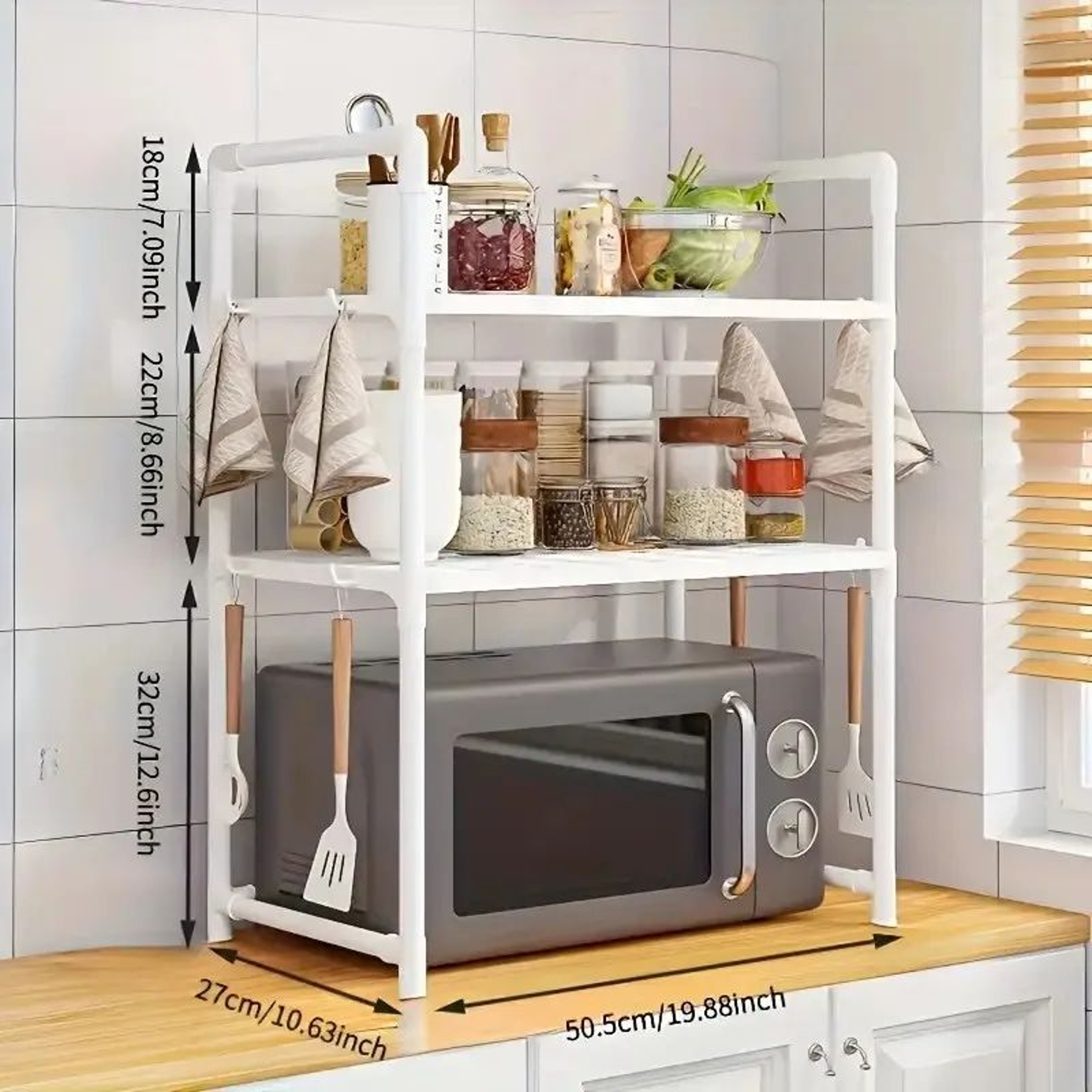 Adjustable HeavyDuty Microwave Stand  Kitchen Counter Organizer Rack 8