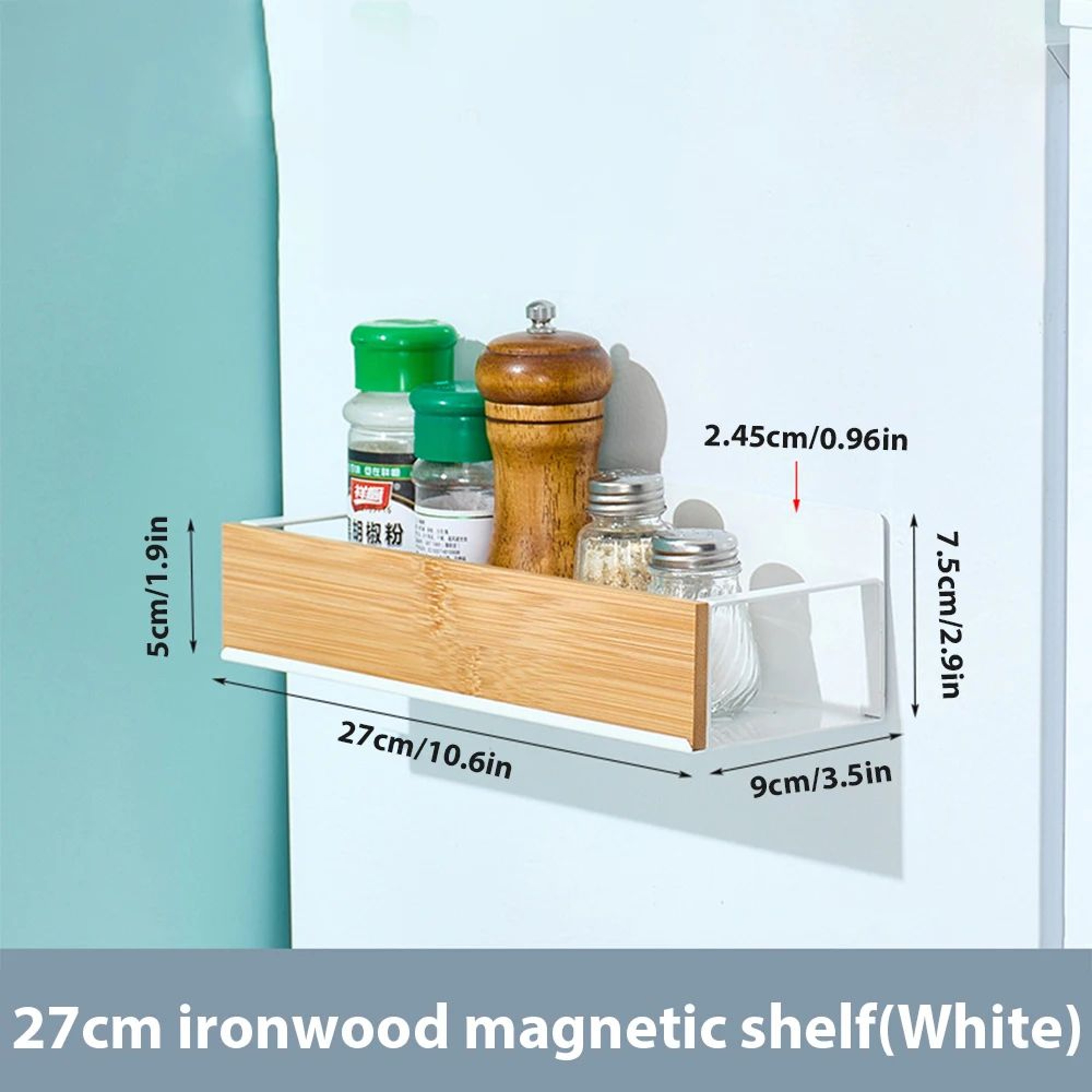 MagniStore Refrigerator Side Shelf  Magnetic Fridge Shelf  Spice Rack Organizer For SpaceSaving Kit 7