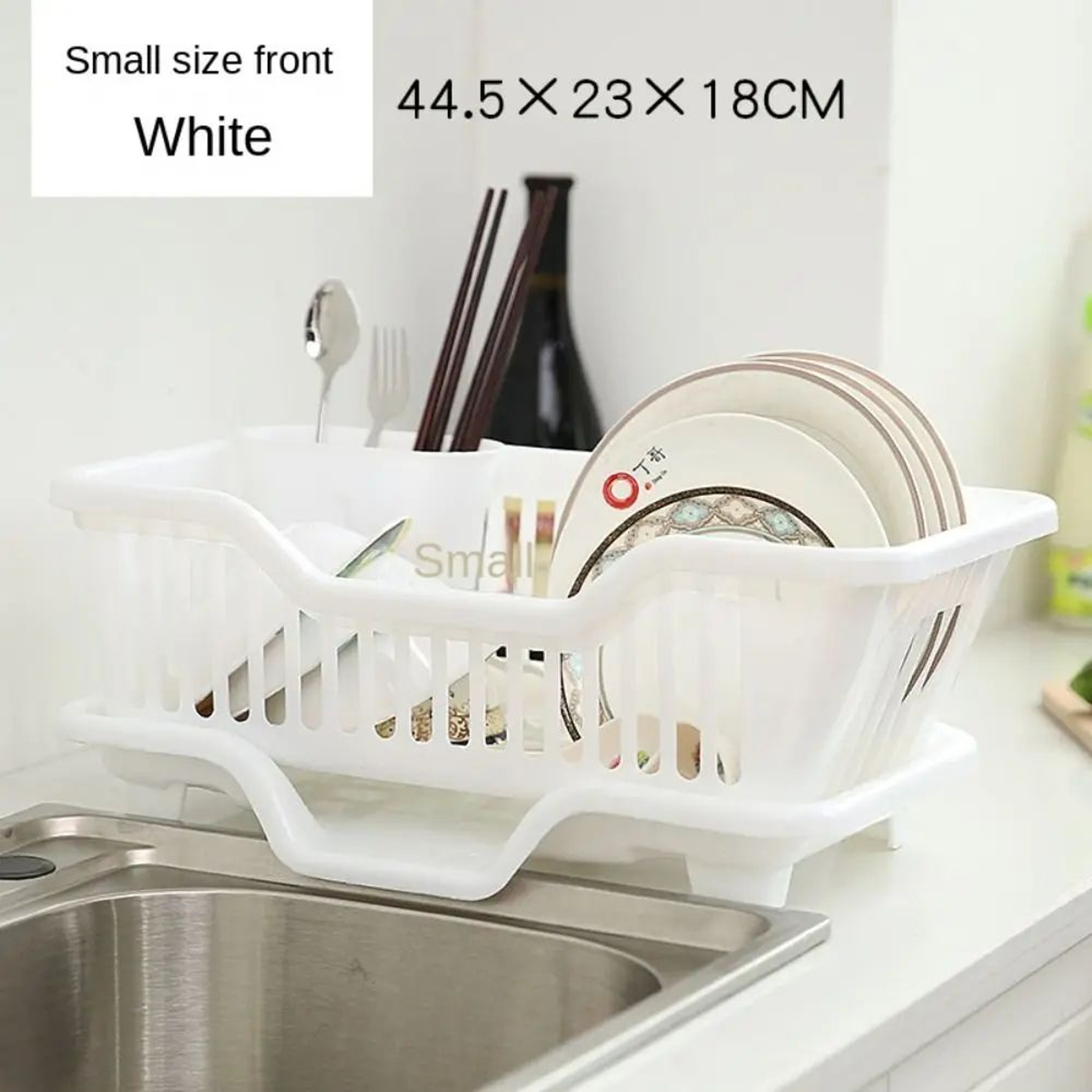 DrainFlow Kitchen Dish Drying Rack With Drain Board  Utensil Organizer 5