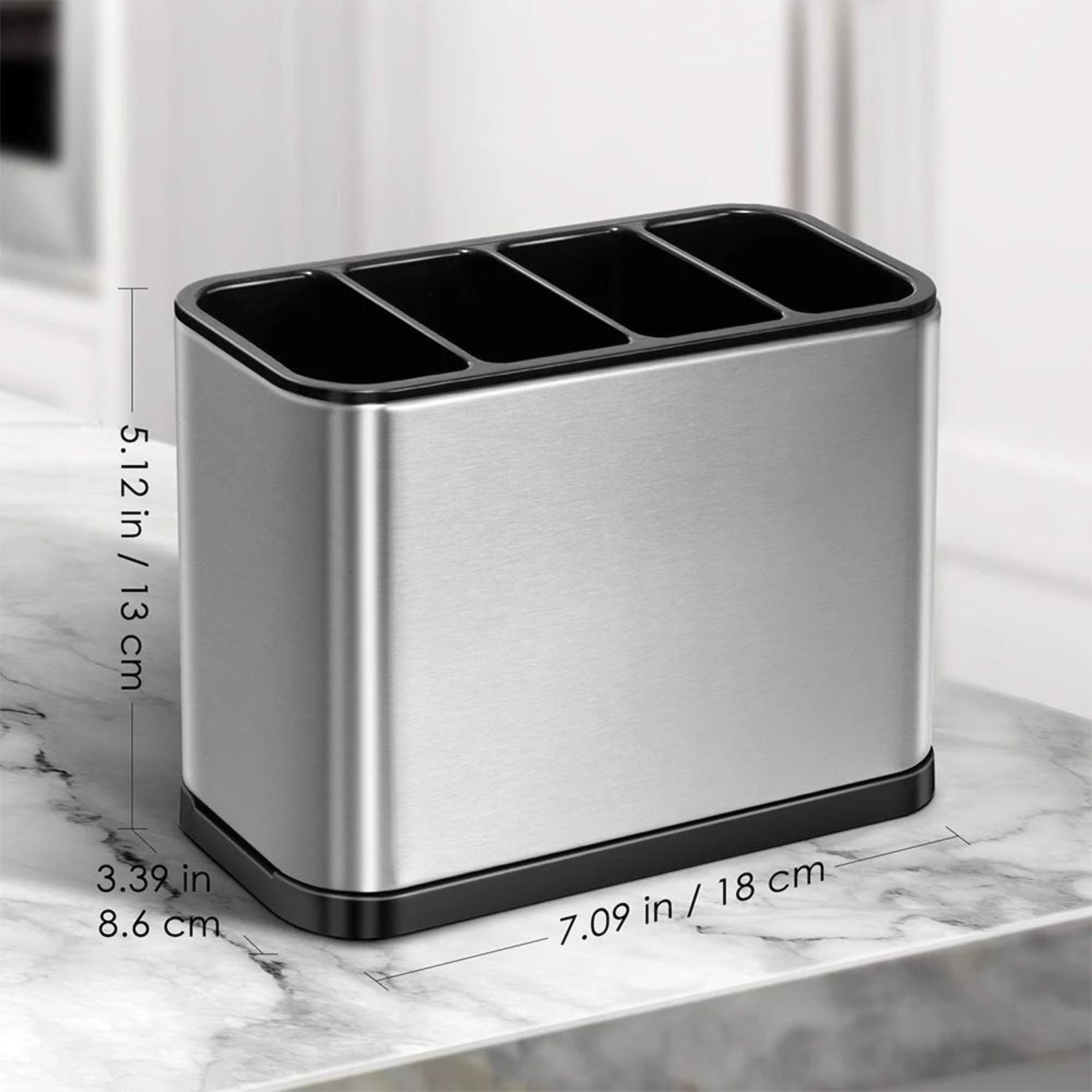 Stainless Steel Silverware Caddy With 4Compartment Utensil Drying Rack 1