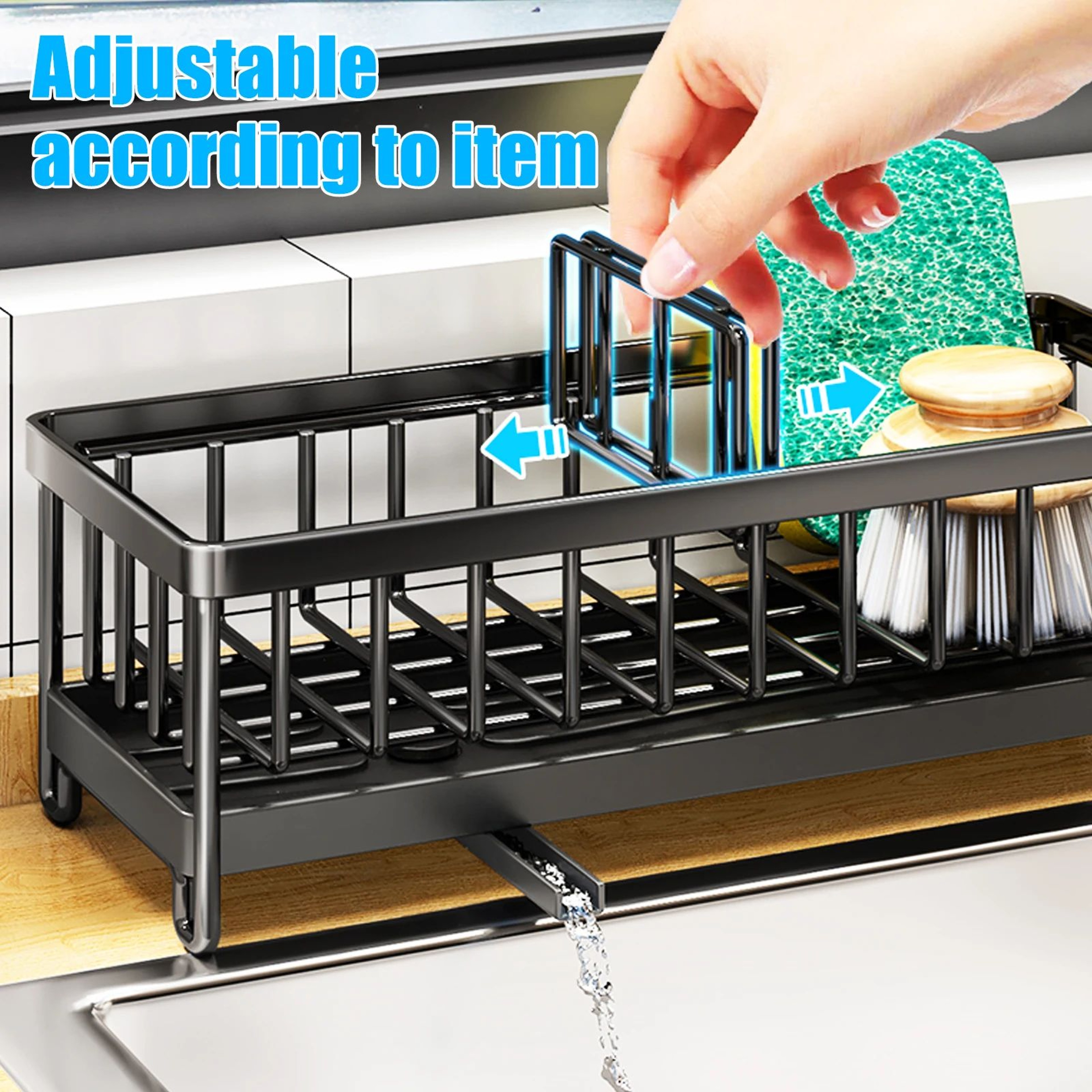 304 Stainless Steel Kitchen Sink Caddy  Sponge Holder With SelfDraining Brush Organizer 1