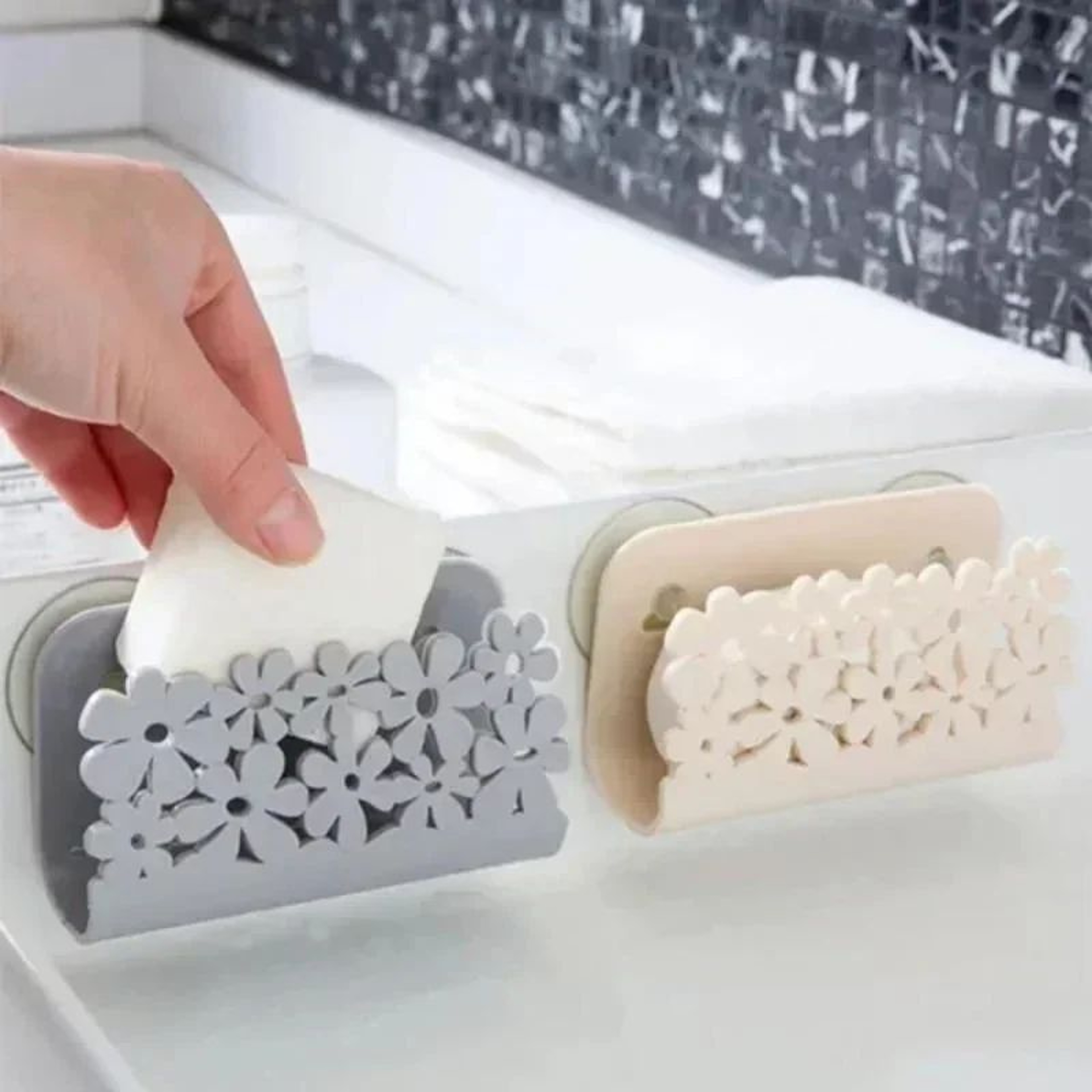 QuickDry Sink Cloth  Sponge Holder Rack  PunchFree Kitchen Organizer 4