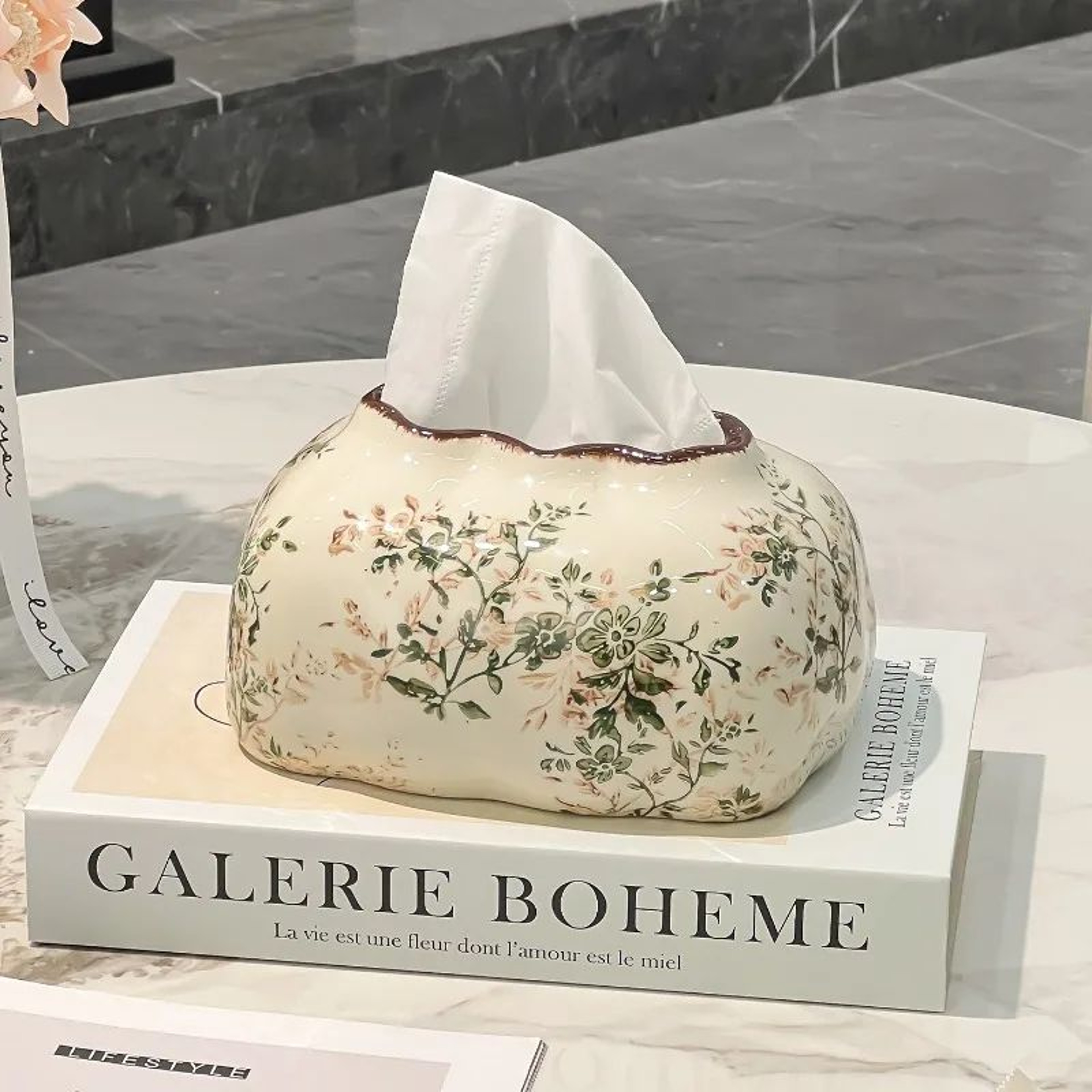 ColorBloom Ceramic Tissue Box Holder  Decorative Napkin Cover For Modern Home Decor 1