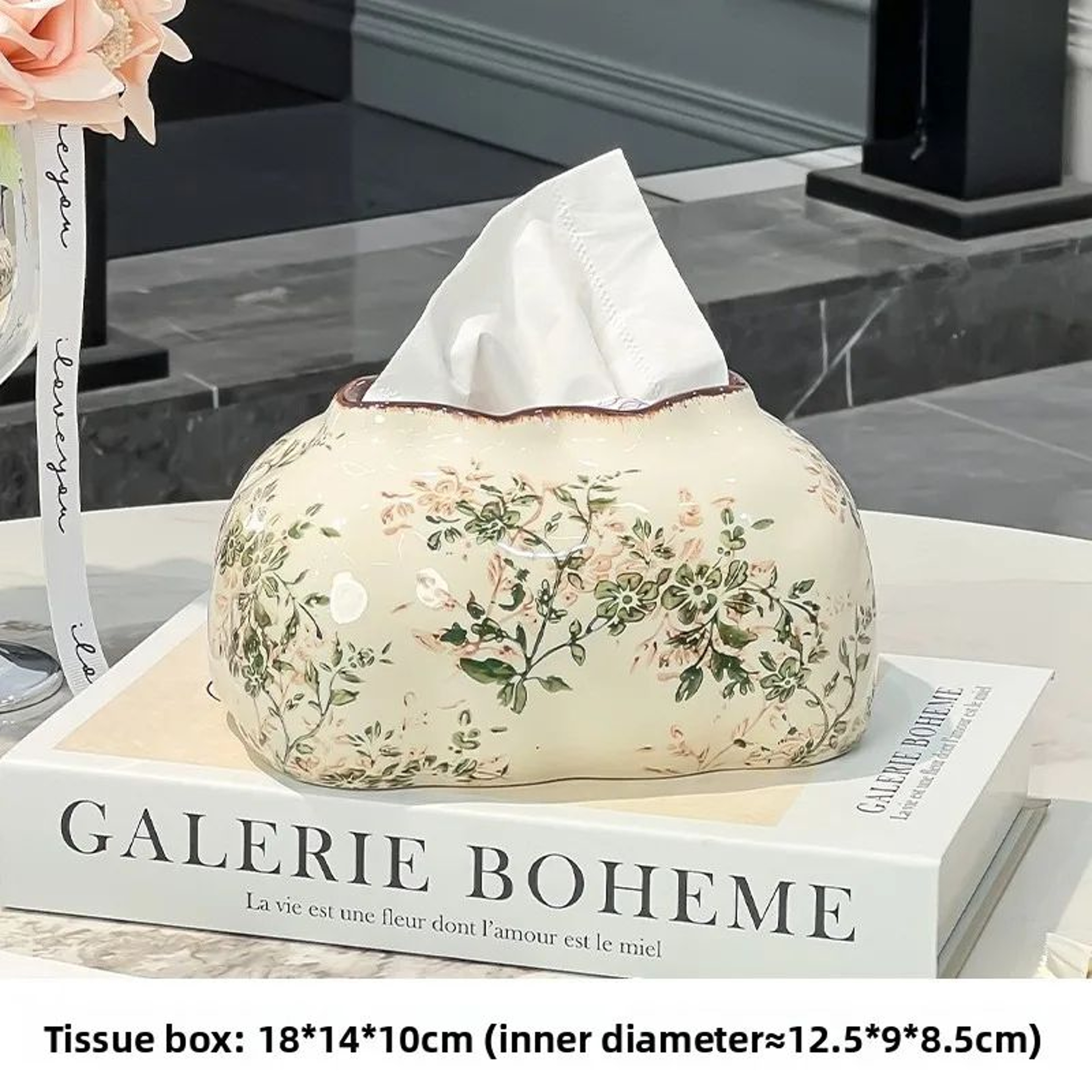 ColorBloom Ceramic Tissue Box Holder  Decorative Napkin Cover For Modern Home Decor 5