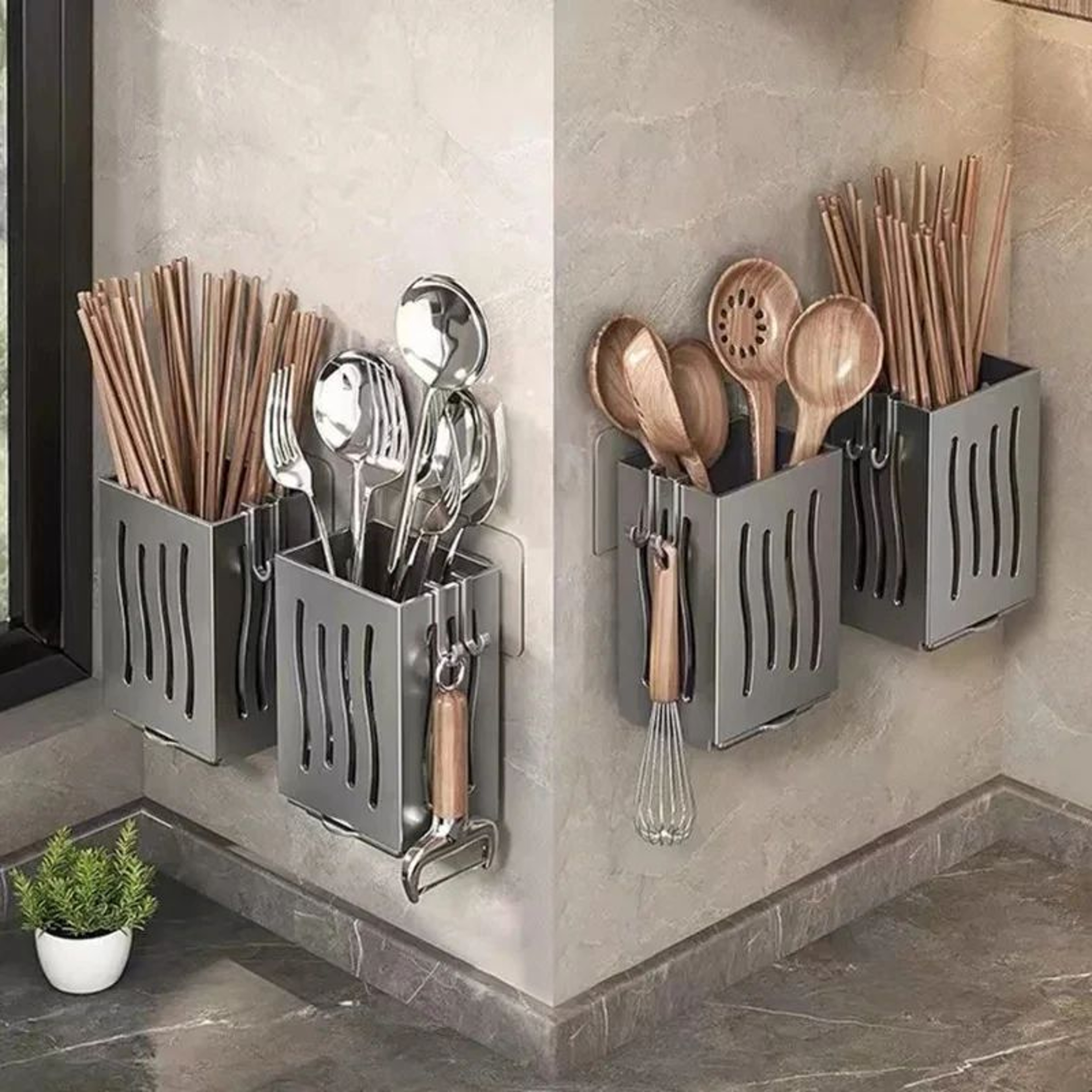 QuickDrain Cutlery Holder  Utensil Organizer Basket 2