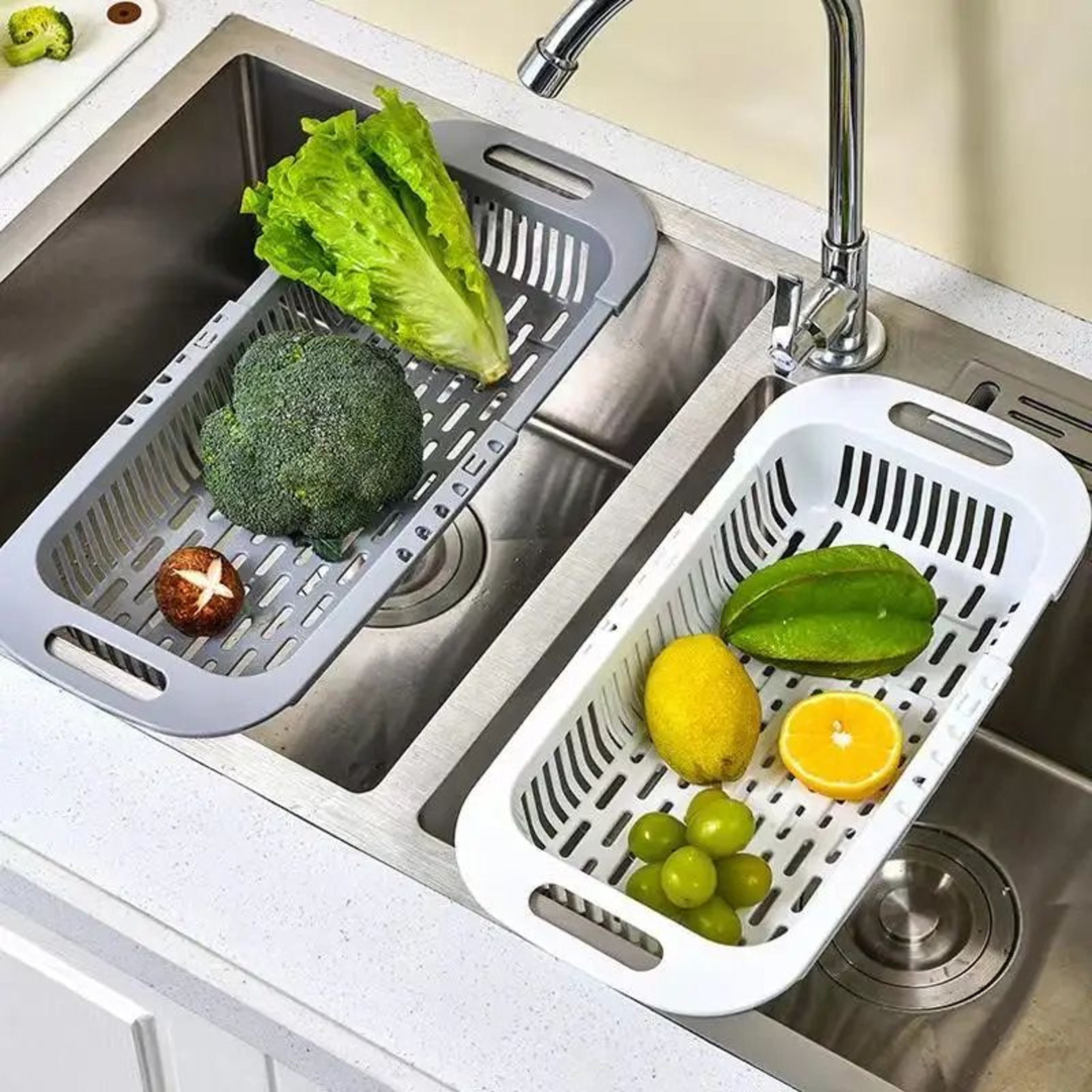 Expandable Sink Drain Basket  Dish Drying Organizer 0