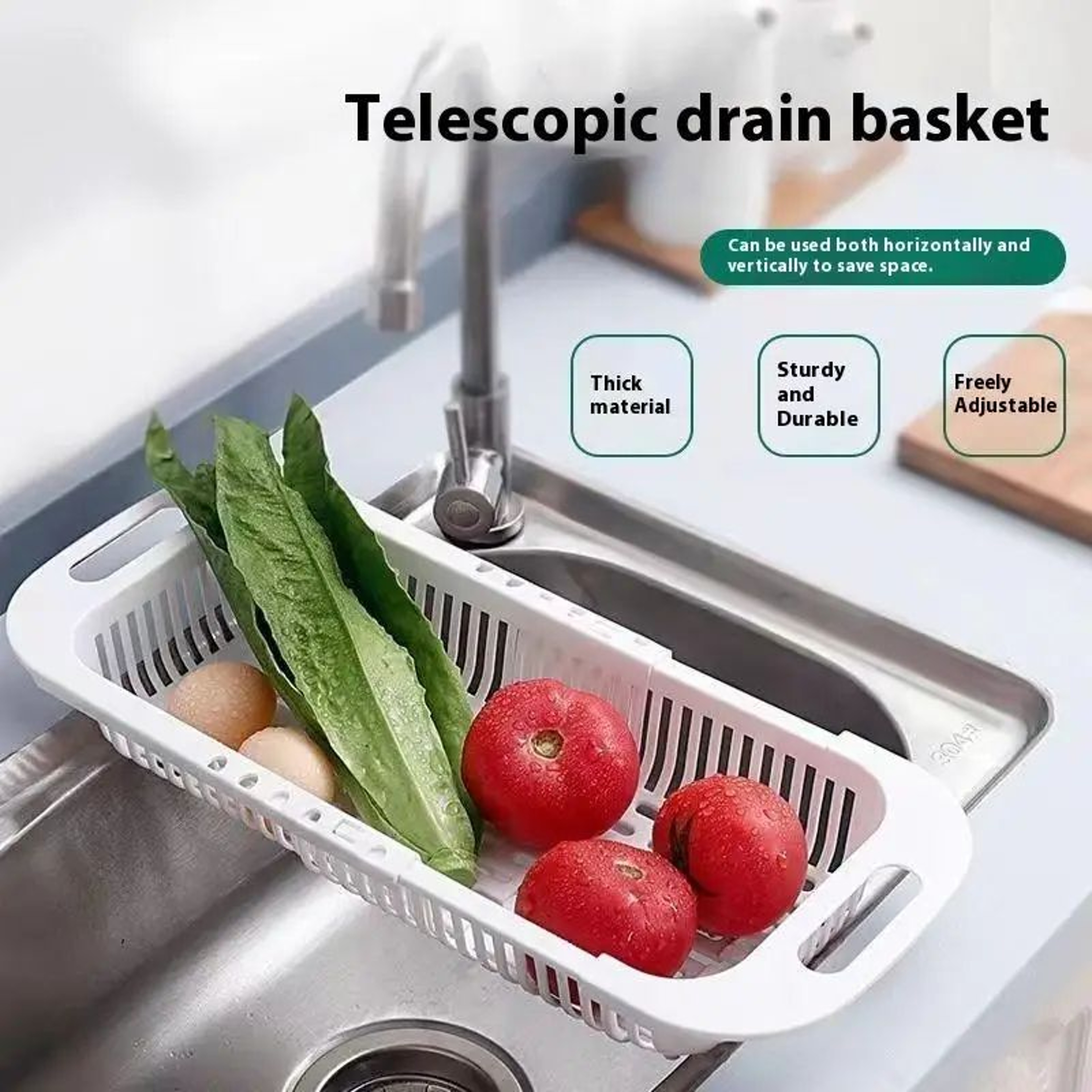 Expandable Sink Drain Basket  Dish Drying Organizer 1