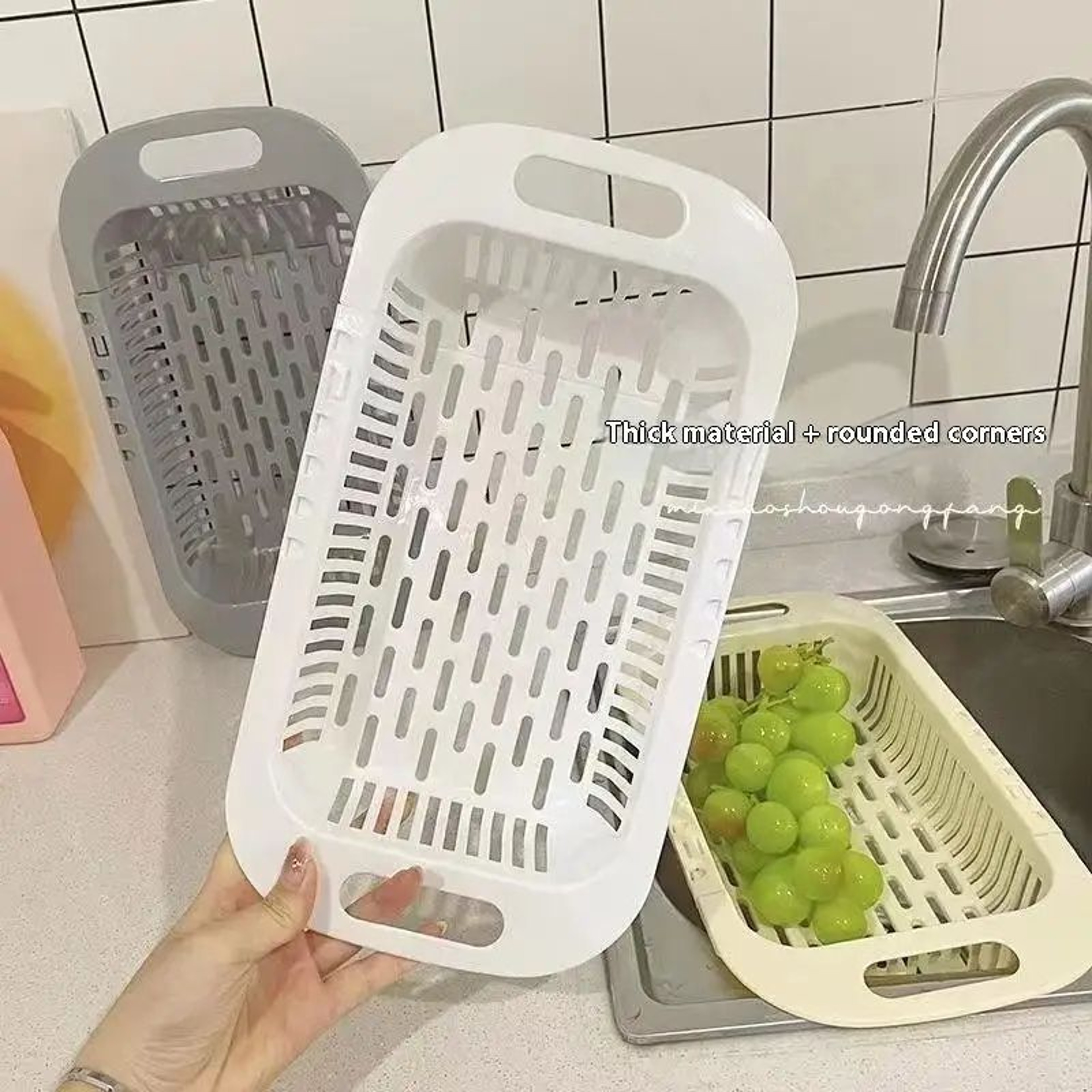 Expandable Sink Drain Basket  Dish Drying Organizer 3